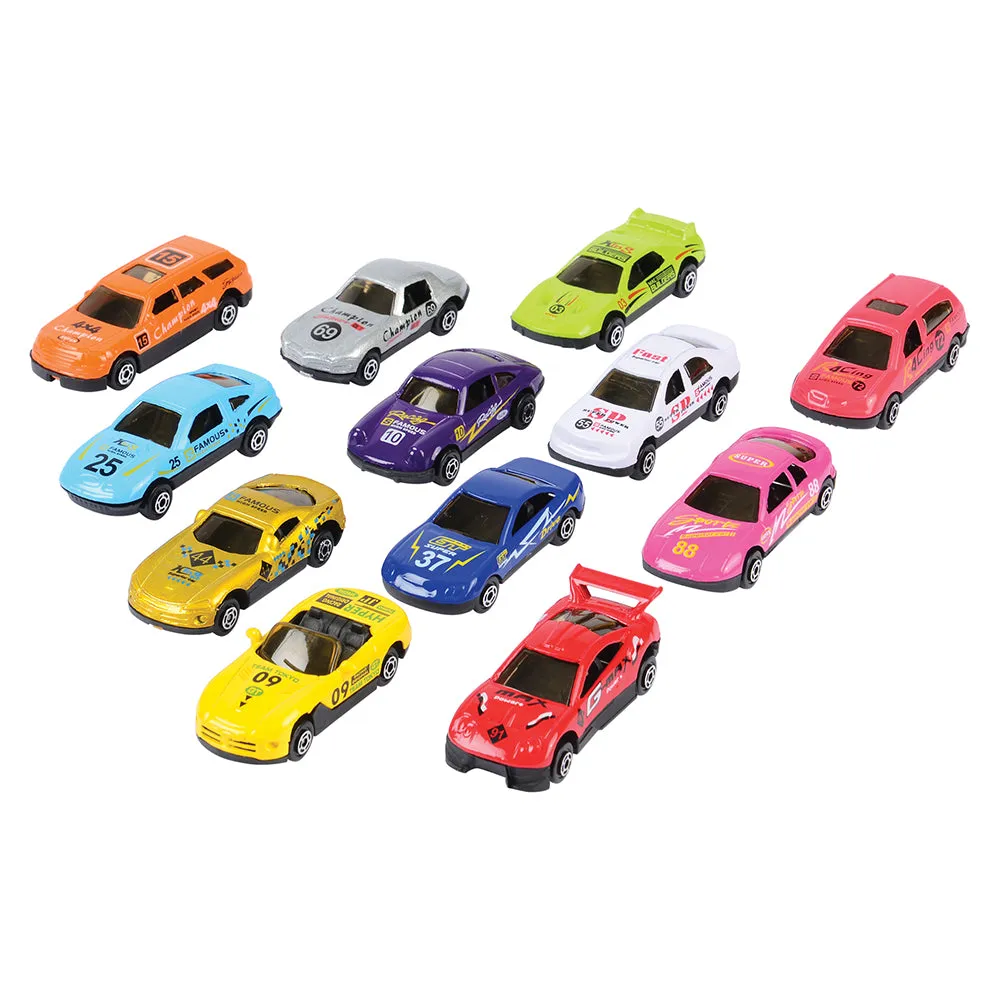 6-Wheel Transport Car Carrier with 12 Die-Cast Vehicles | Easy-Grip Handle & 24 Car Slots