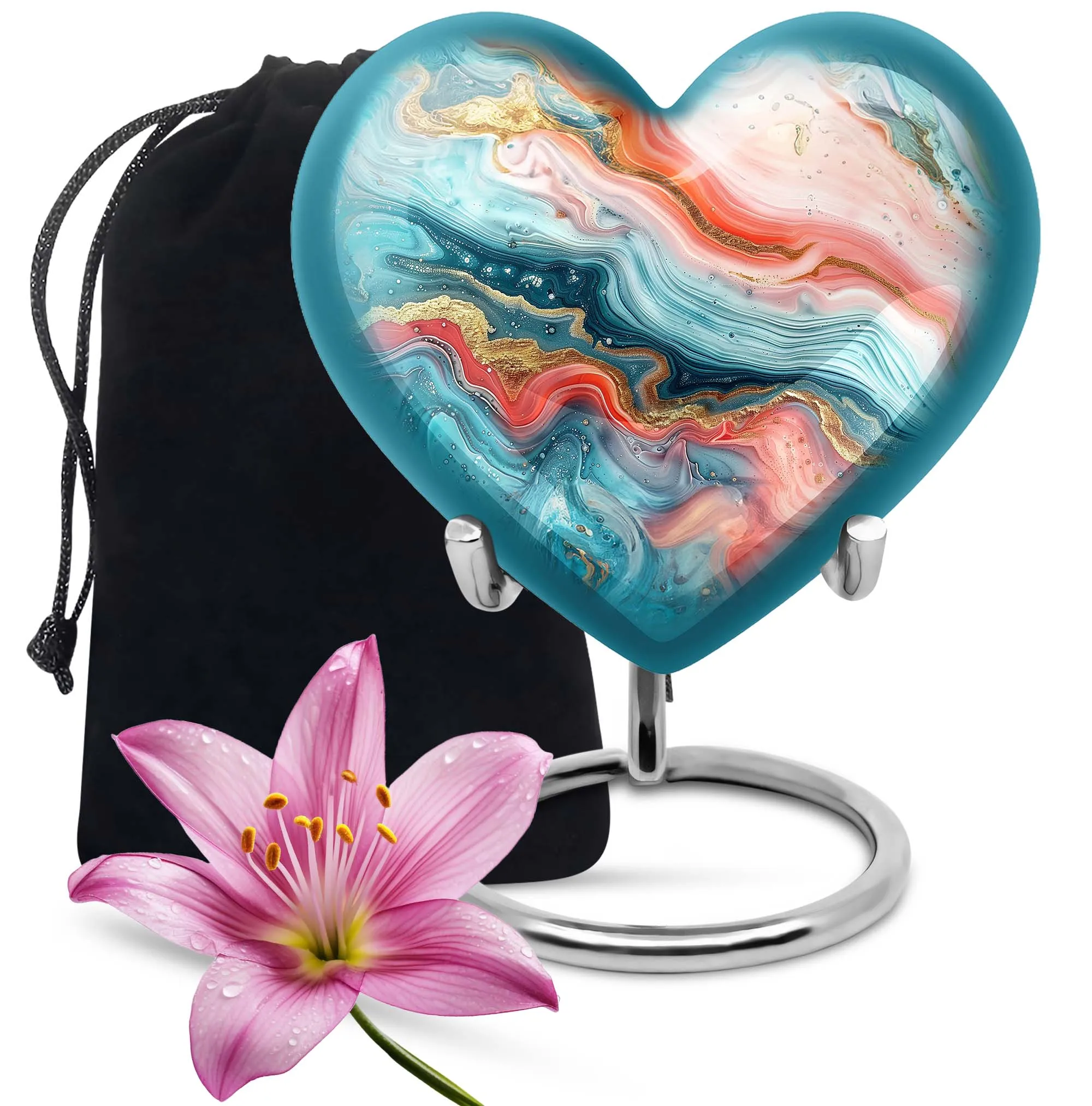 Abstract Urn Villanelle: Peaceful Rest Heart Design Urn