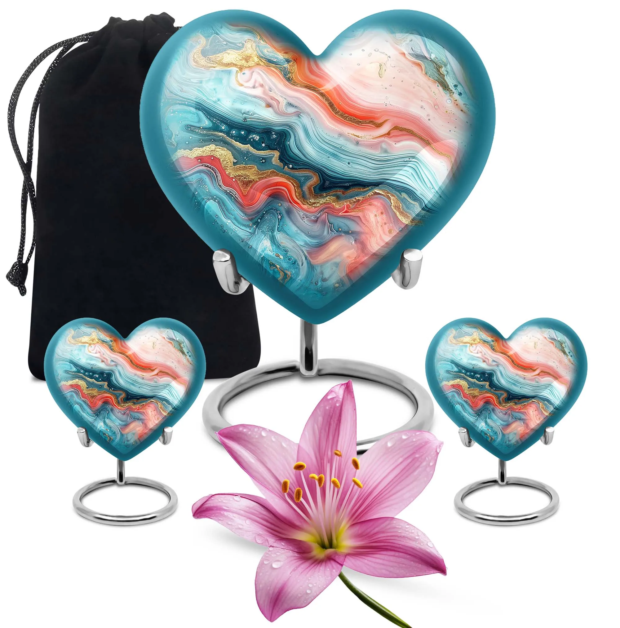Abstract Urn Villanelle: Peaceful Rest Heart Design Urn