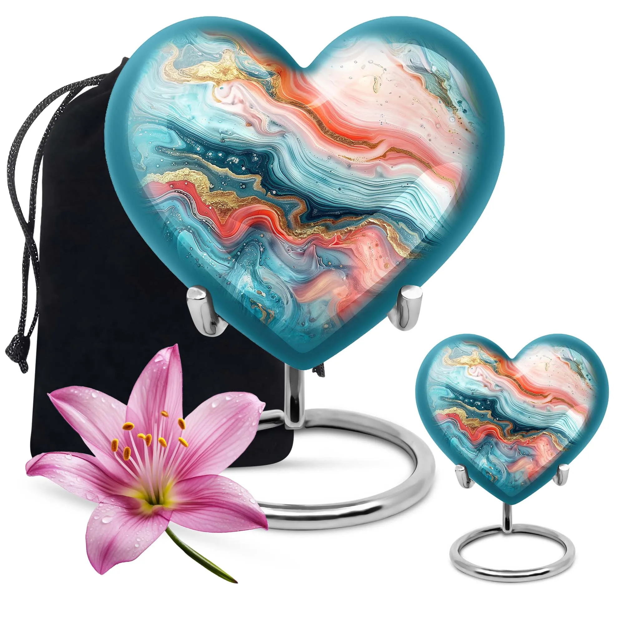 Abstract Urn Villanelle: Peaceful Rest Heart Design Urn