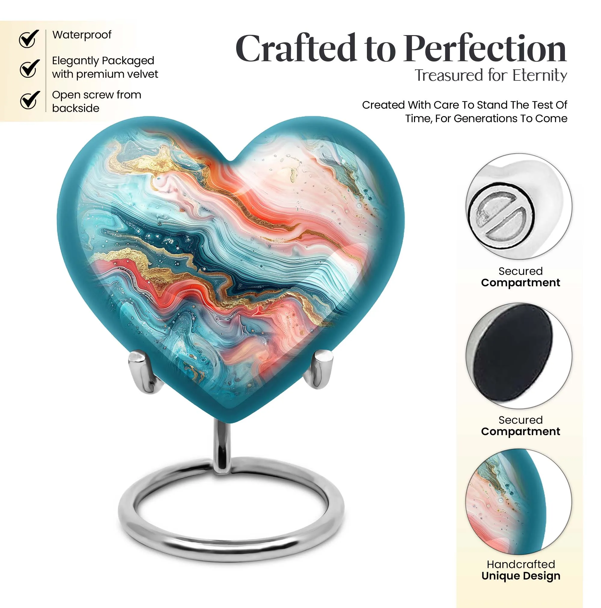 Abstract Urn Villanelle: Peaceful Rest Heart Design Urn