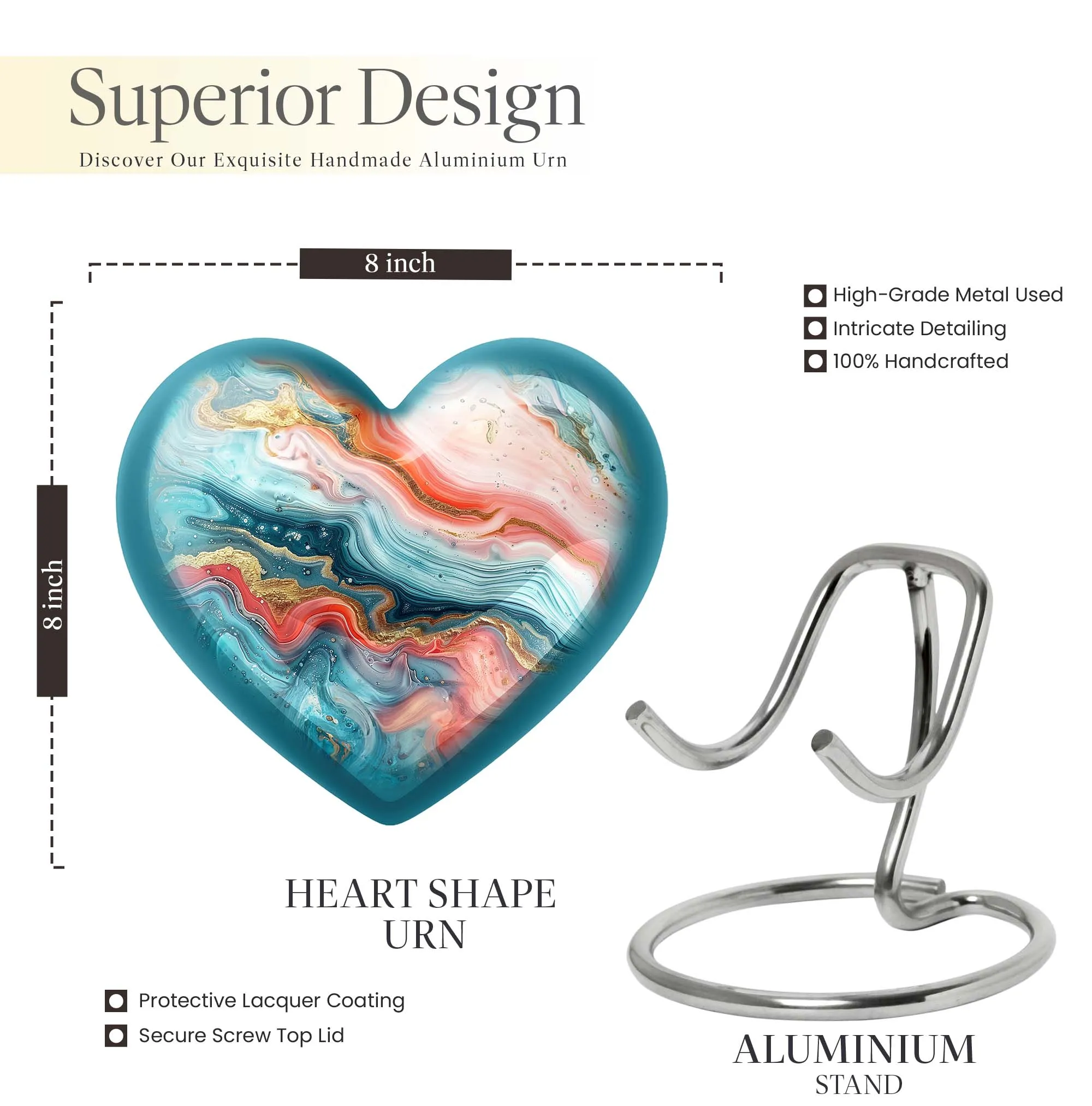 Abstract Urn Villanelle: Peaceful Rest Heart Design Urn