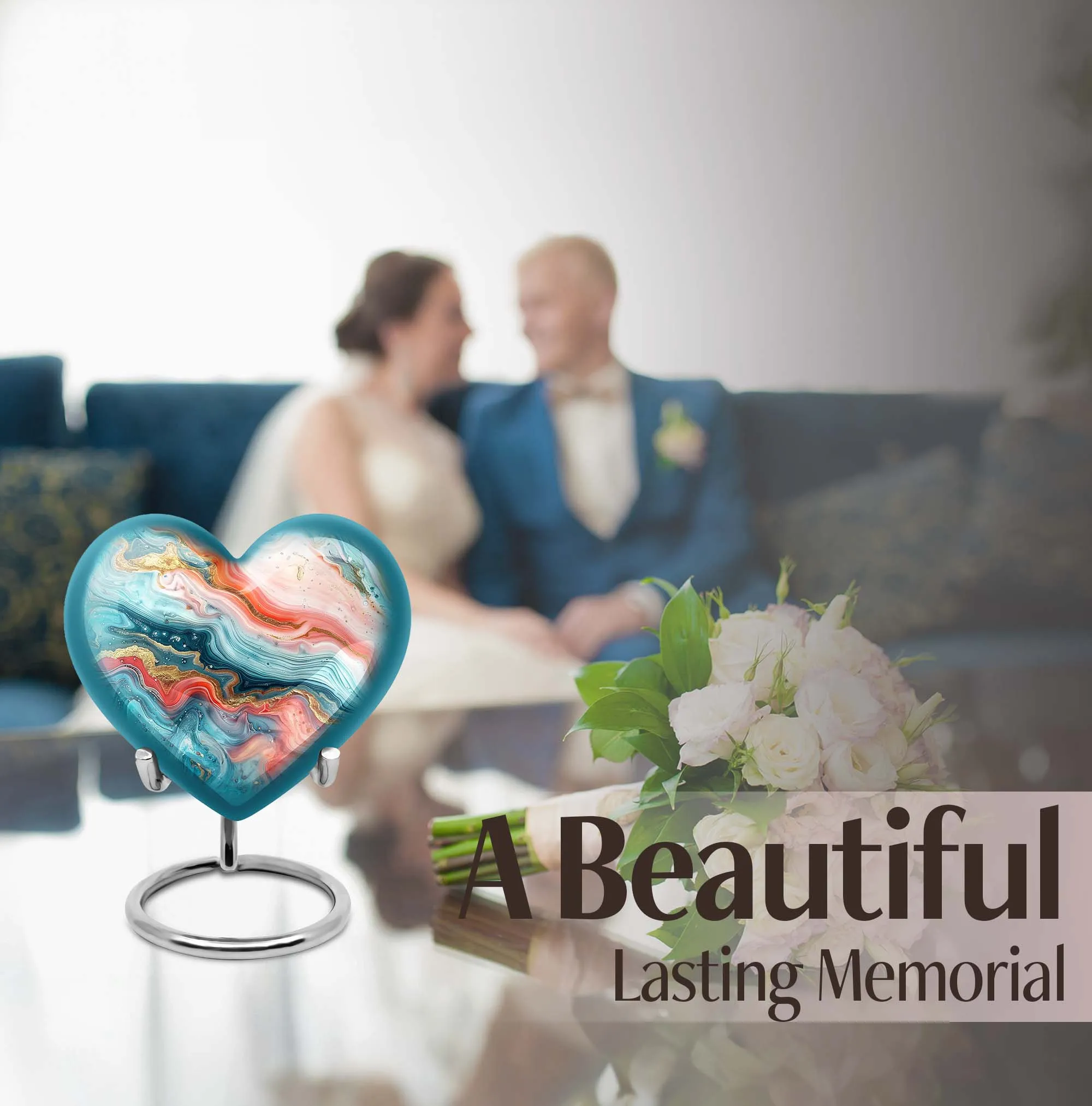 Abstract Urn Villanelle: Peaceful Rest Heart Design Urn