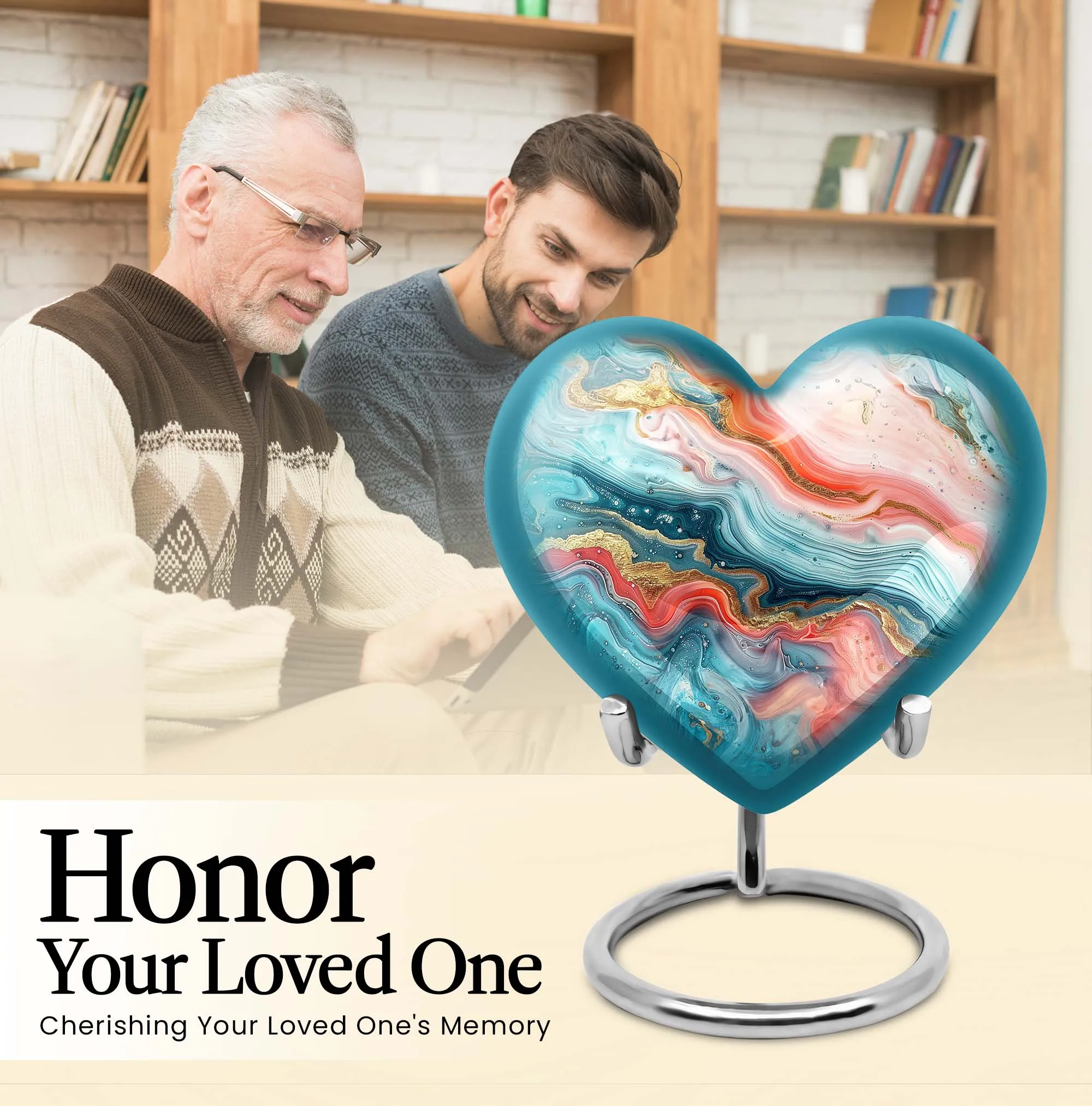 Abstract Urn Villanelle: Peaceful Rest Heart Design Urn