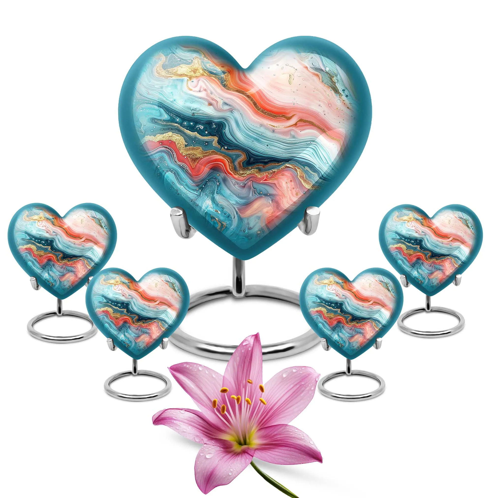Abstract Urn Villanelle: Peaceful Rest Heart Design Urn
