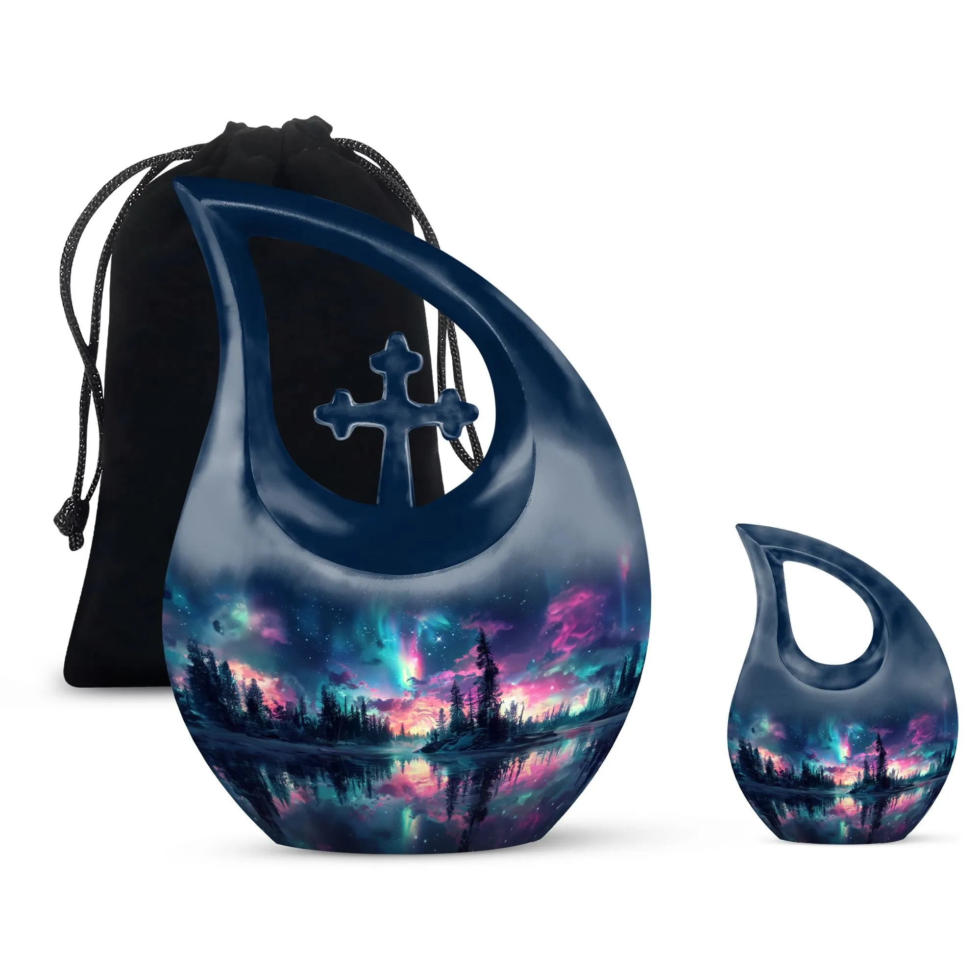 Affordable Aurora Borealis Cross Drop Memorial Tribute Large Urn