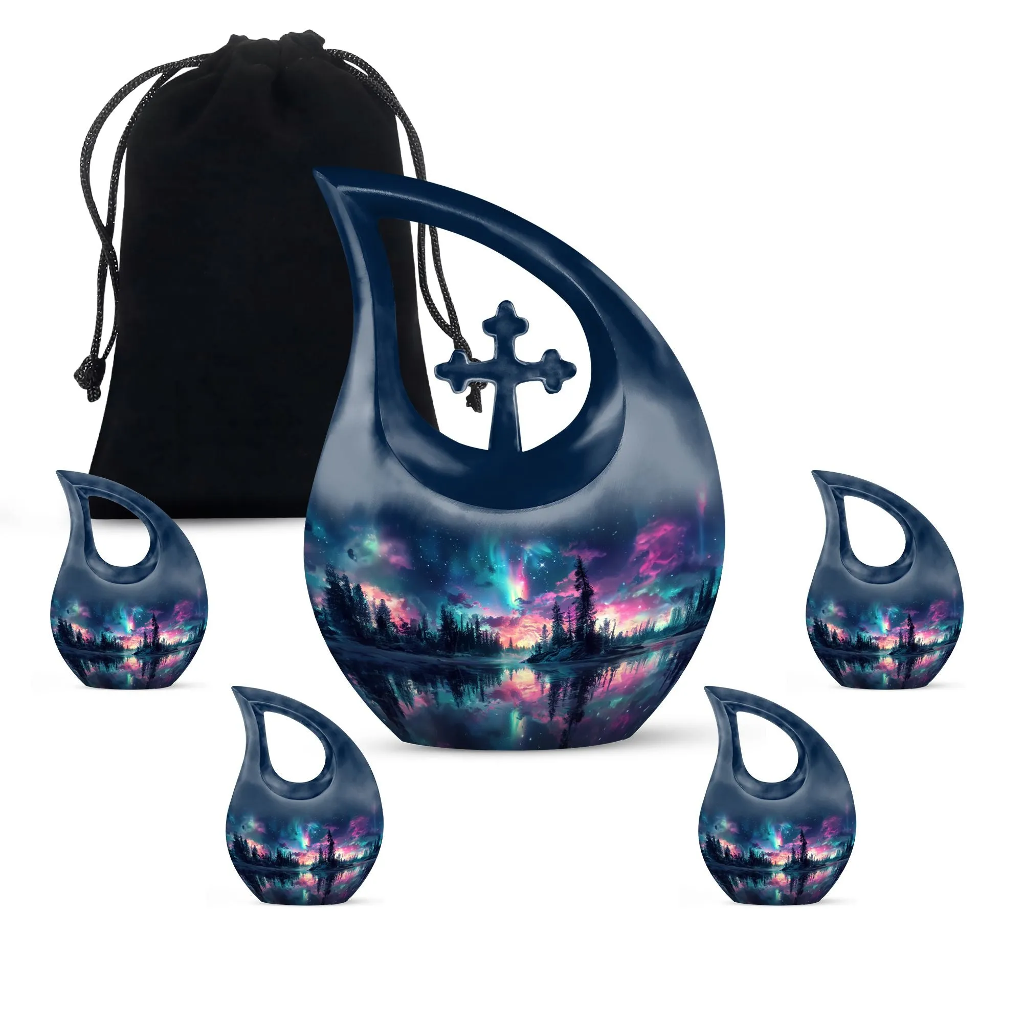 Affordable Aurora Borealis Cross Drop Memorial Tribute Large Urn