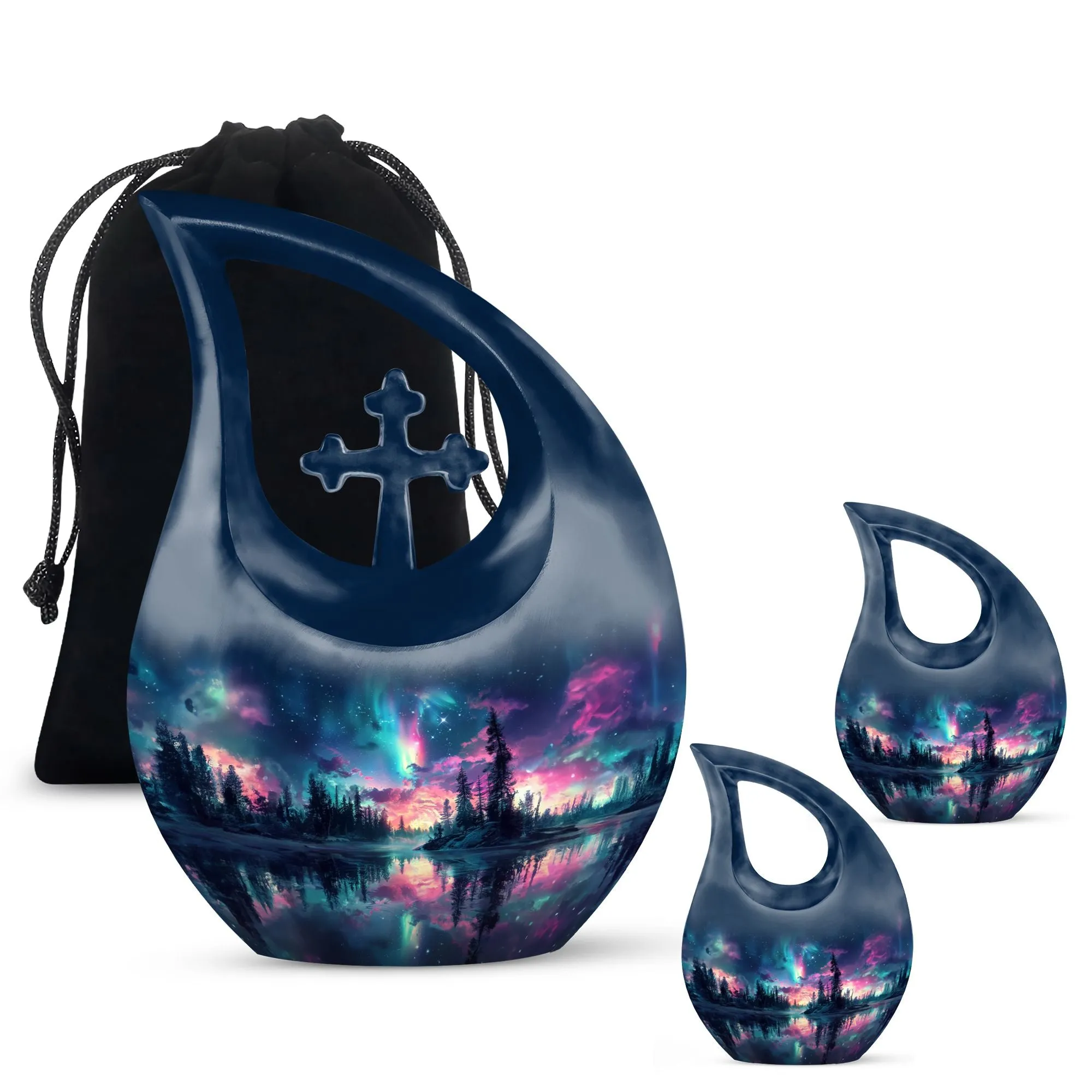 Affordable Aurora Borealis Cross Drop Memorial Tribute Large Urn