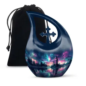 Affordable Aurora Borealis Cross Drop Memorial Tribute Large Urn
