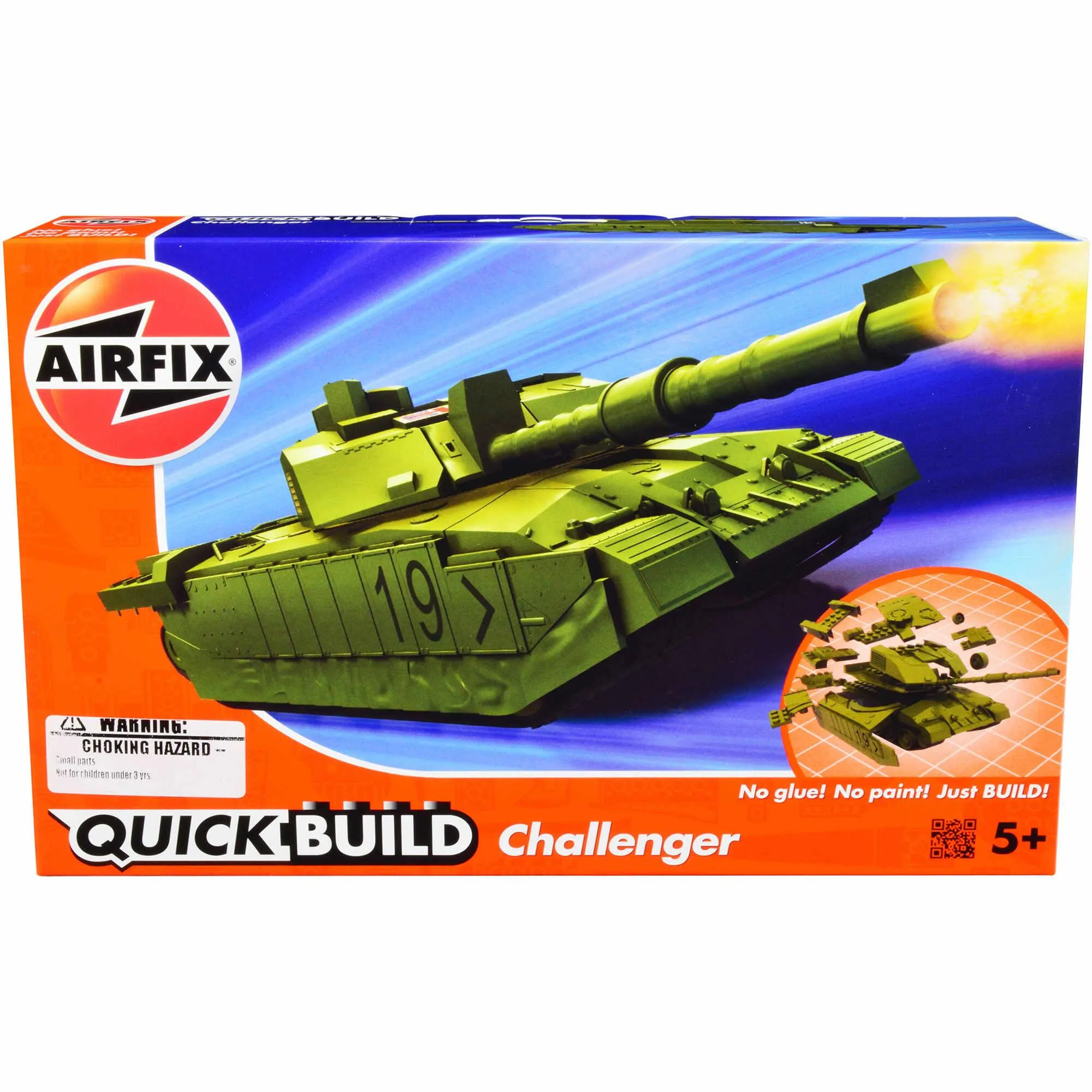 Airfix Quickbuild Skill 1 Model Kit - Challenger Tank Green Snap Together Model