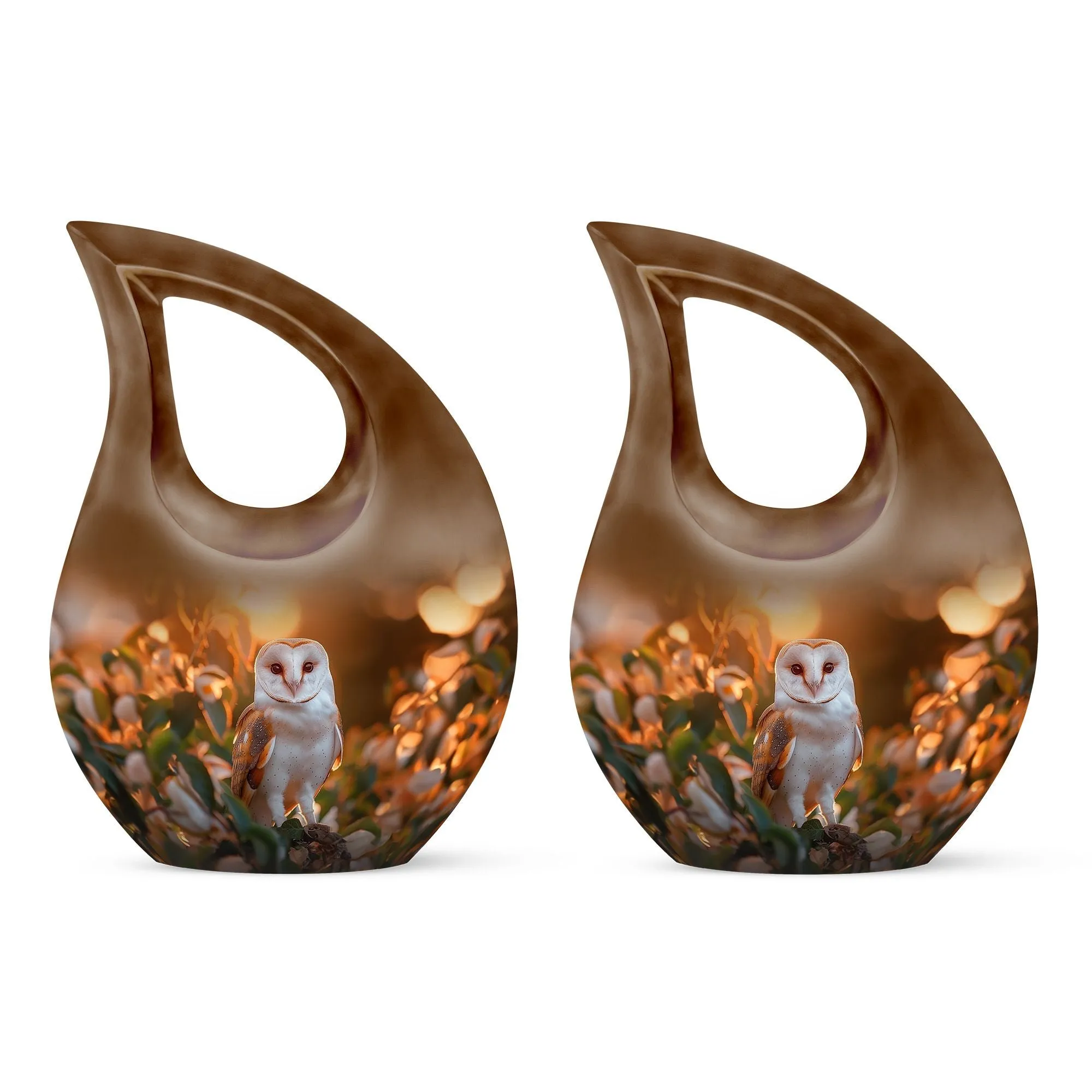 Barn Owl Urn:  Container For Cremated Adult Human Ashes