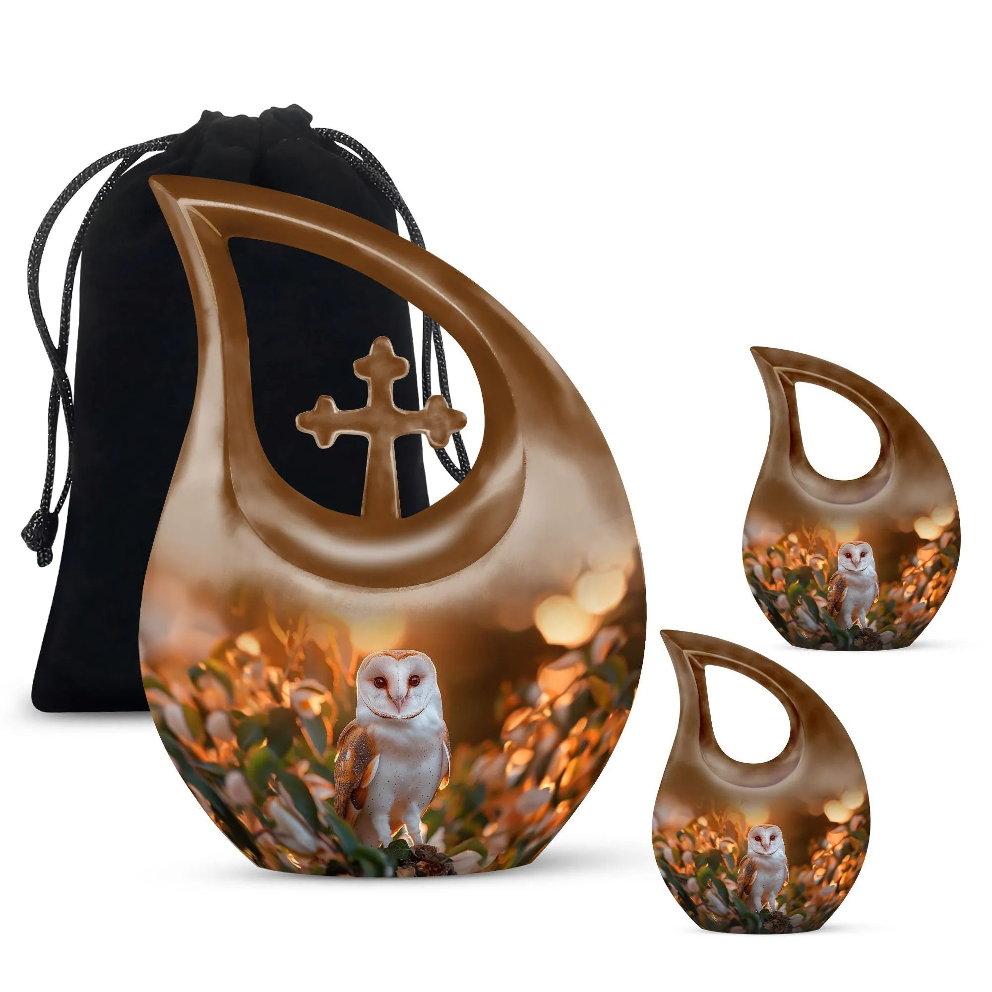 Barn Owl Urn:  Container For Cremated Adult Human Ashes