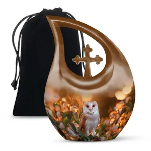 Barn Owl Urn:  Container For Cremated Adult Human Ashes