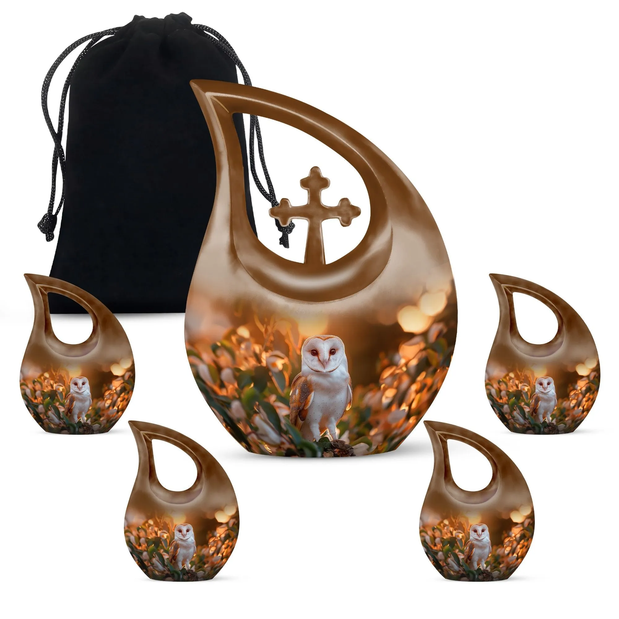 Barn Owl Urn:  Container For Cremated Adult Human Ashes