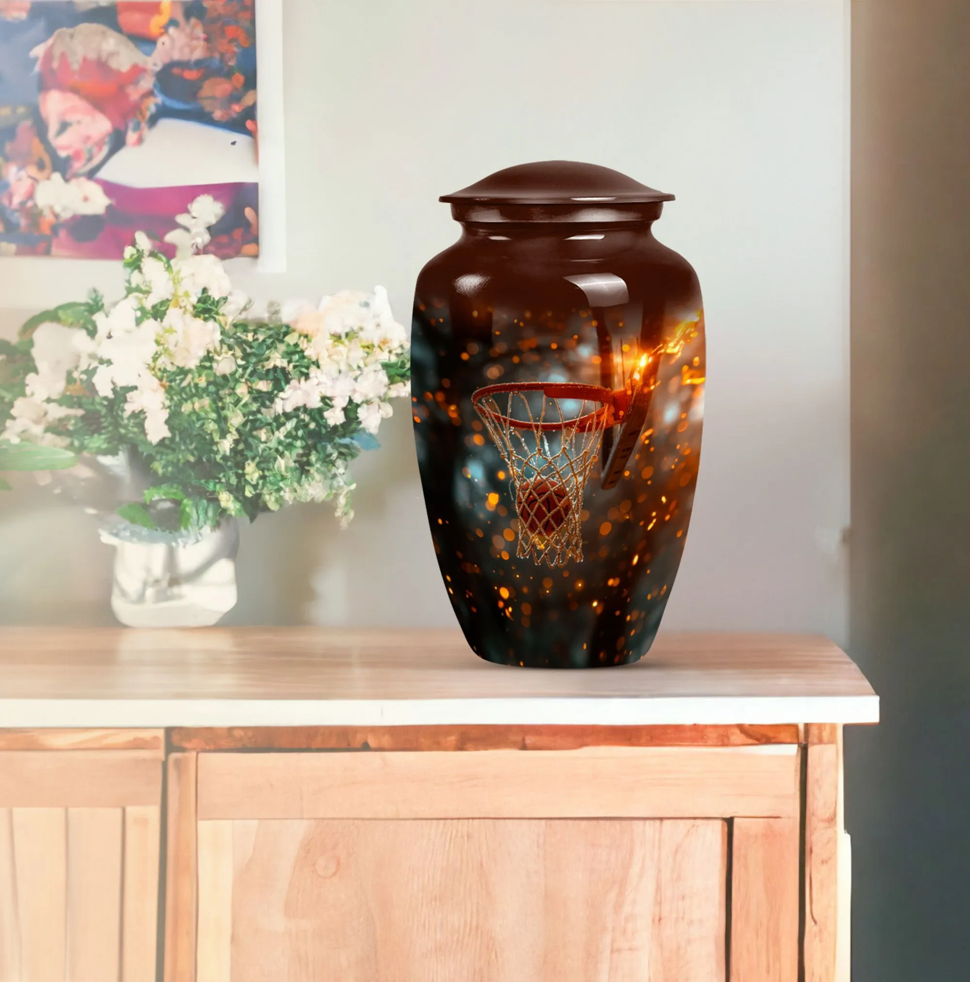 Basketball Urn: Modern Aluminium Memorial Urn for Adults