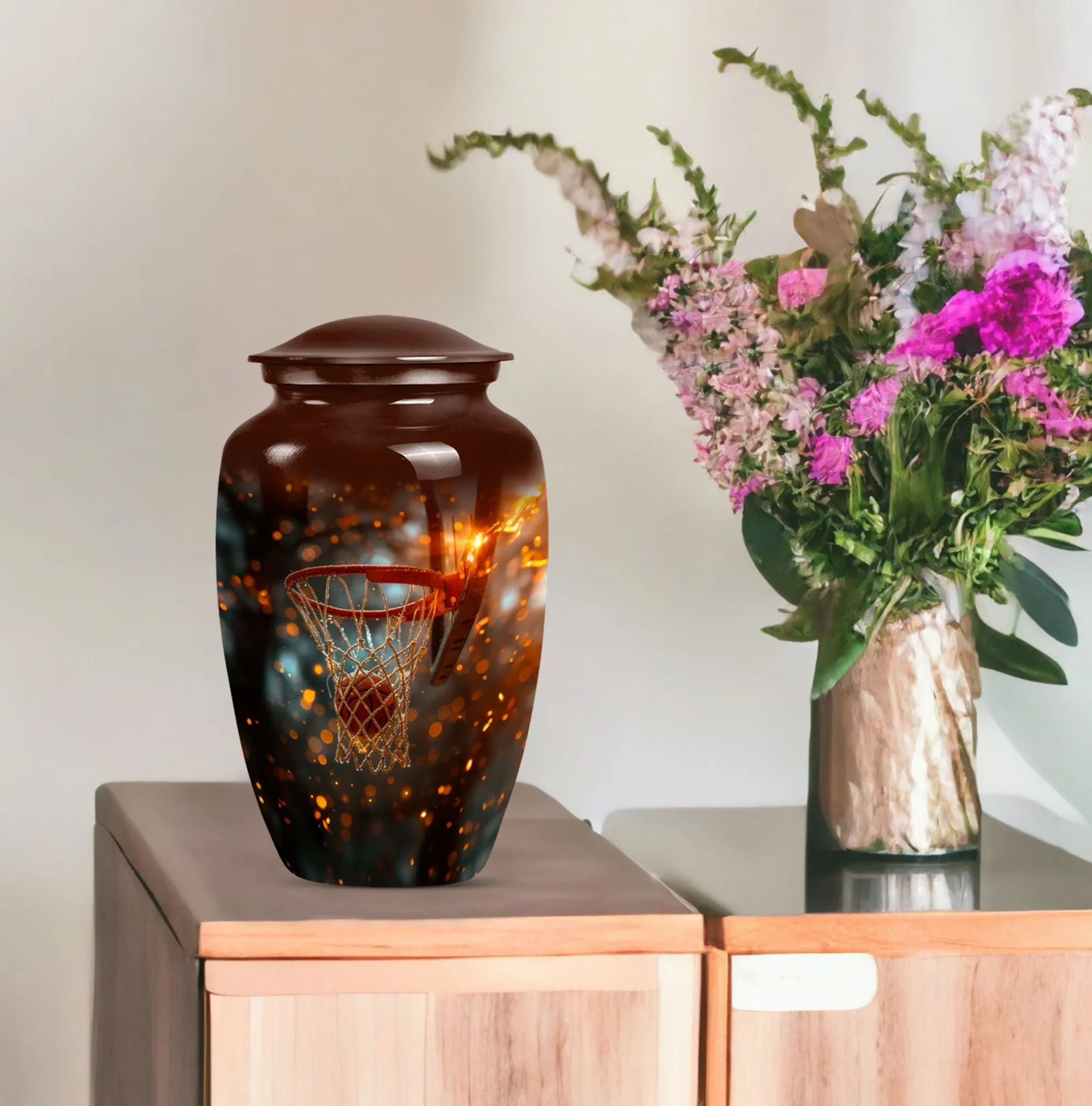 Basketball Urn: Modern Aluminium Memorial Urn for Adults