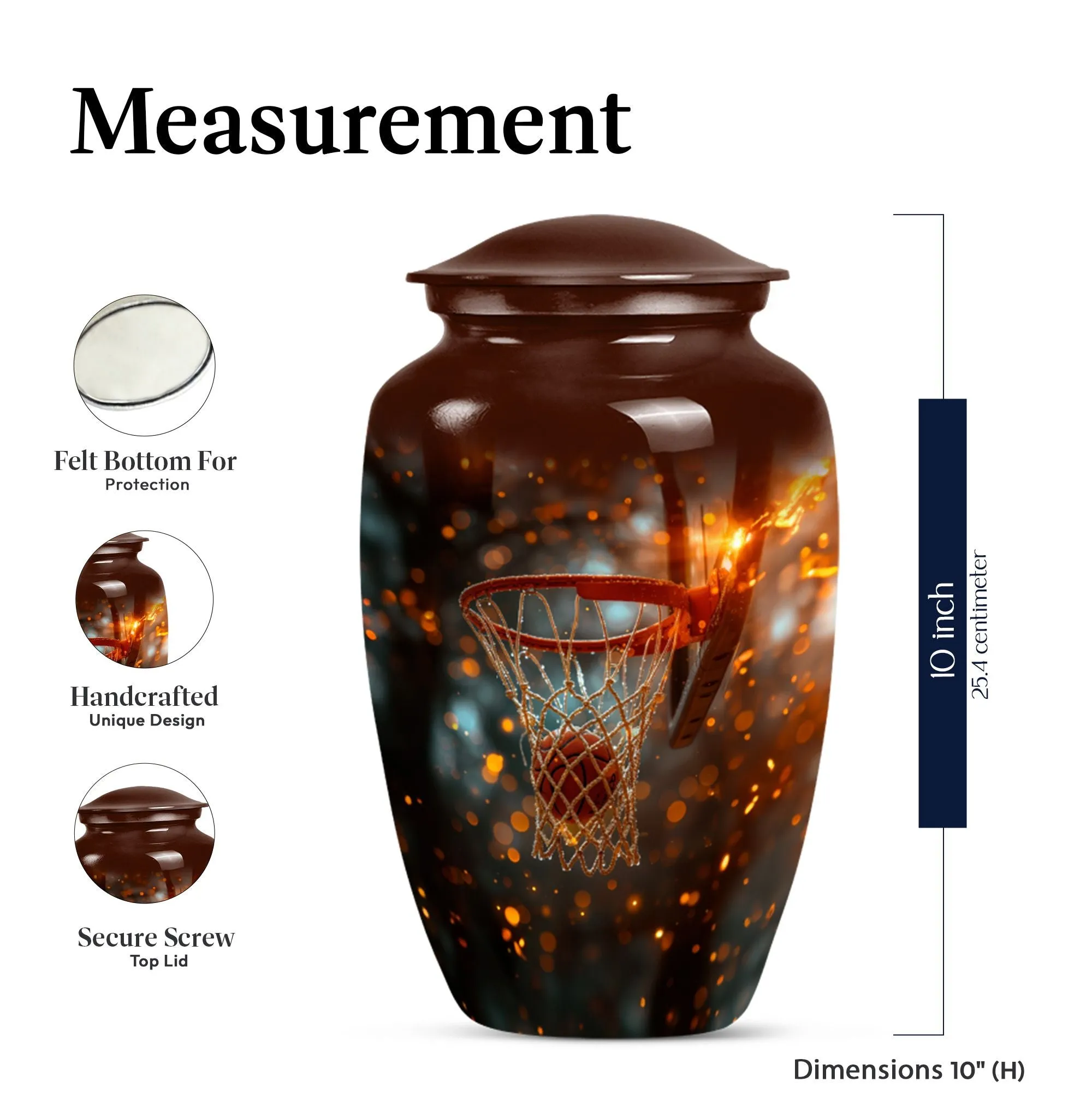 Basketball Urn: Modern Aluminium Memorial Urn for Adults