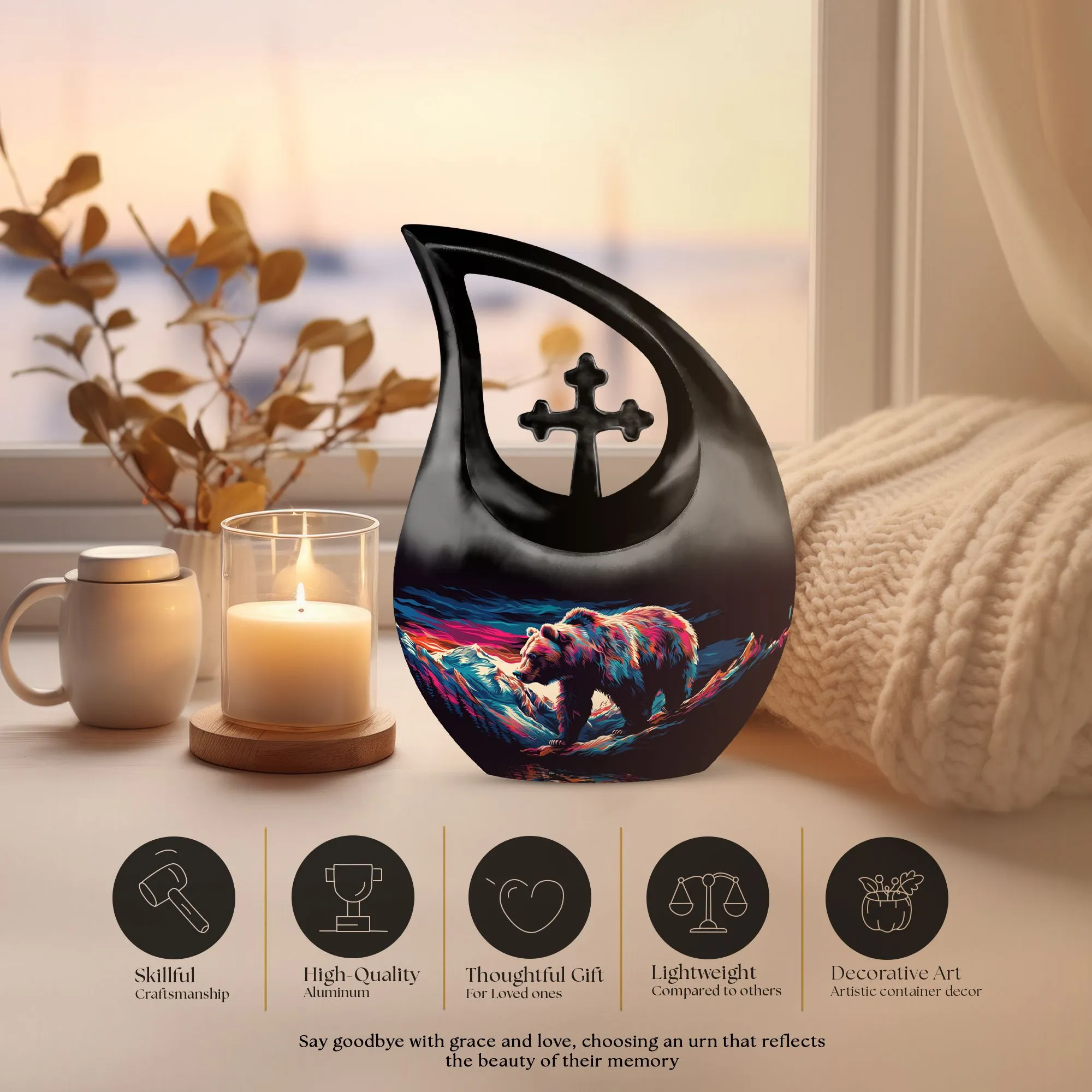 Bear Embrace - Aesthetic Memorial Large Urn for Lasting Memories