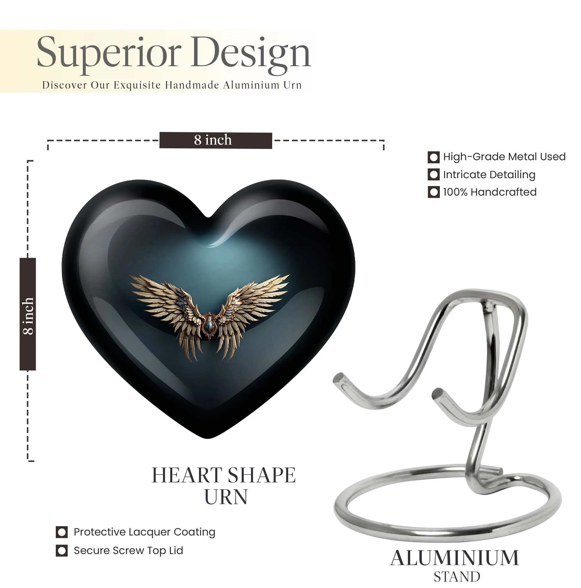 Blue Wings Heart Tribute: An Memorial Urn for Adult Ashes