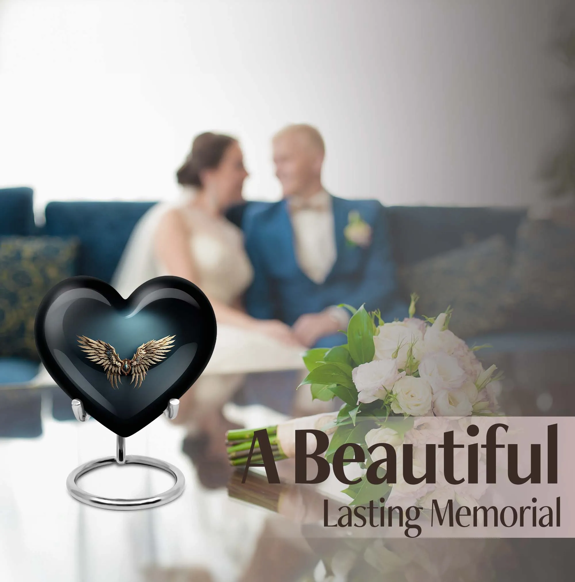Blue Wings Heart Tribute: An Memorial Urn for Adult Ashes