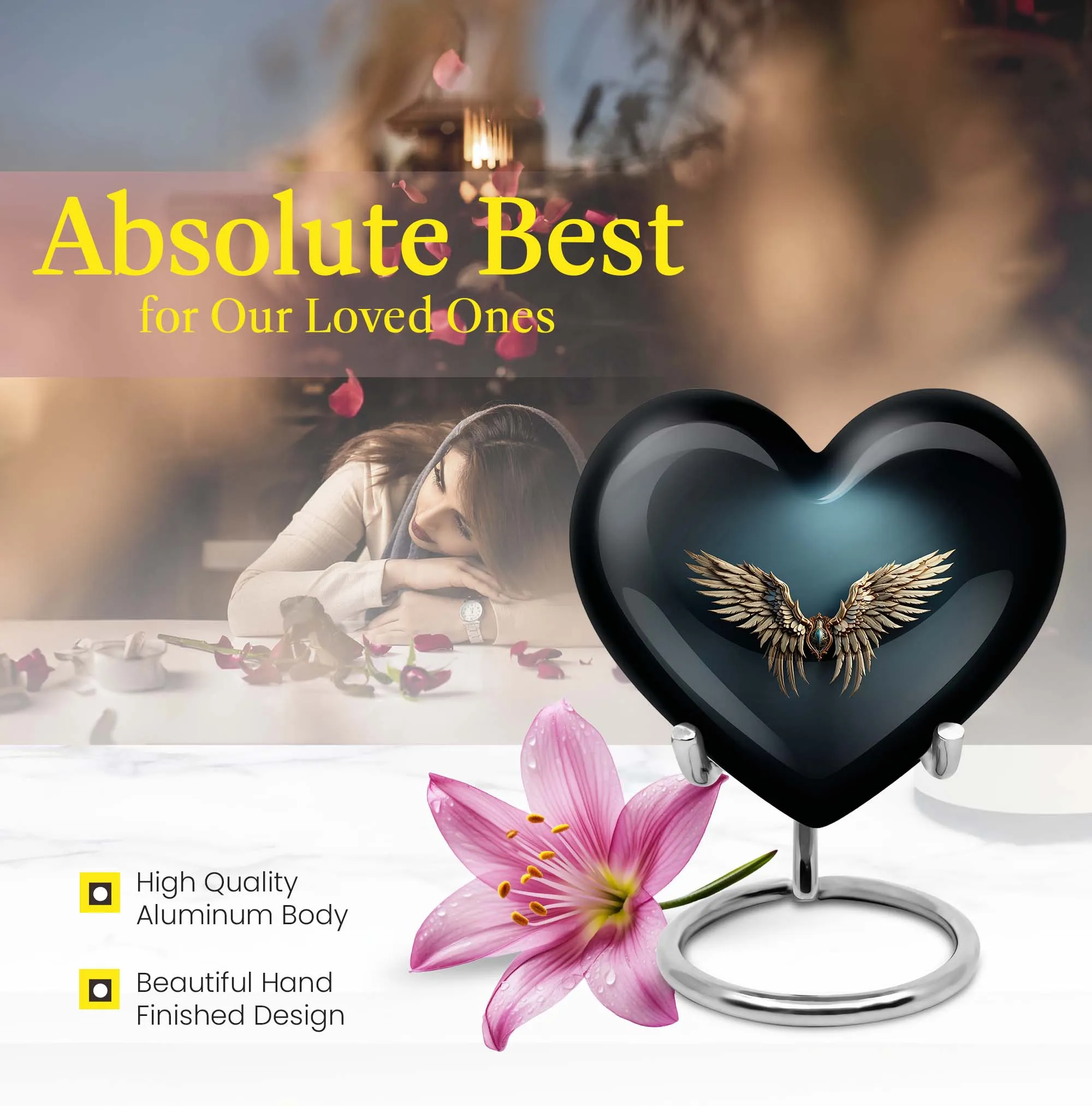Blue Wings Heart Tribute: An Memorial Urn for Adult Ashes