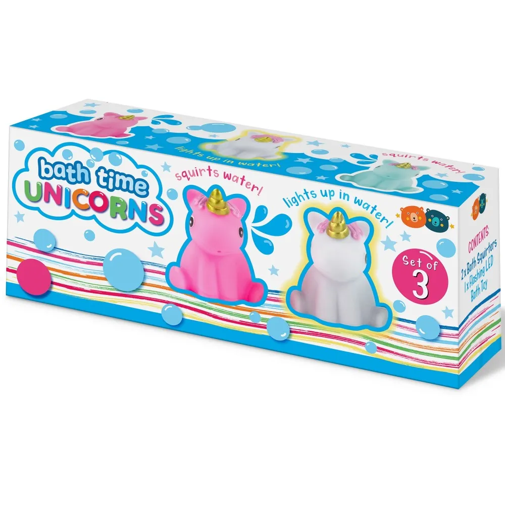 Buddy & Barney Unicorn Bath Time Fun - 3 Piece Light-Up Toy Set