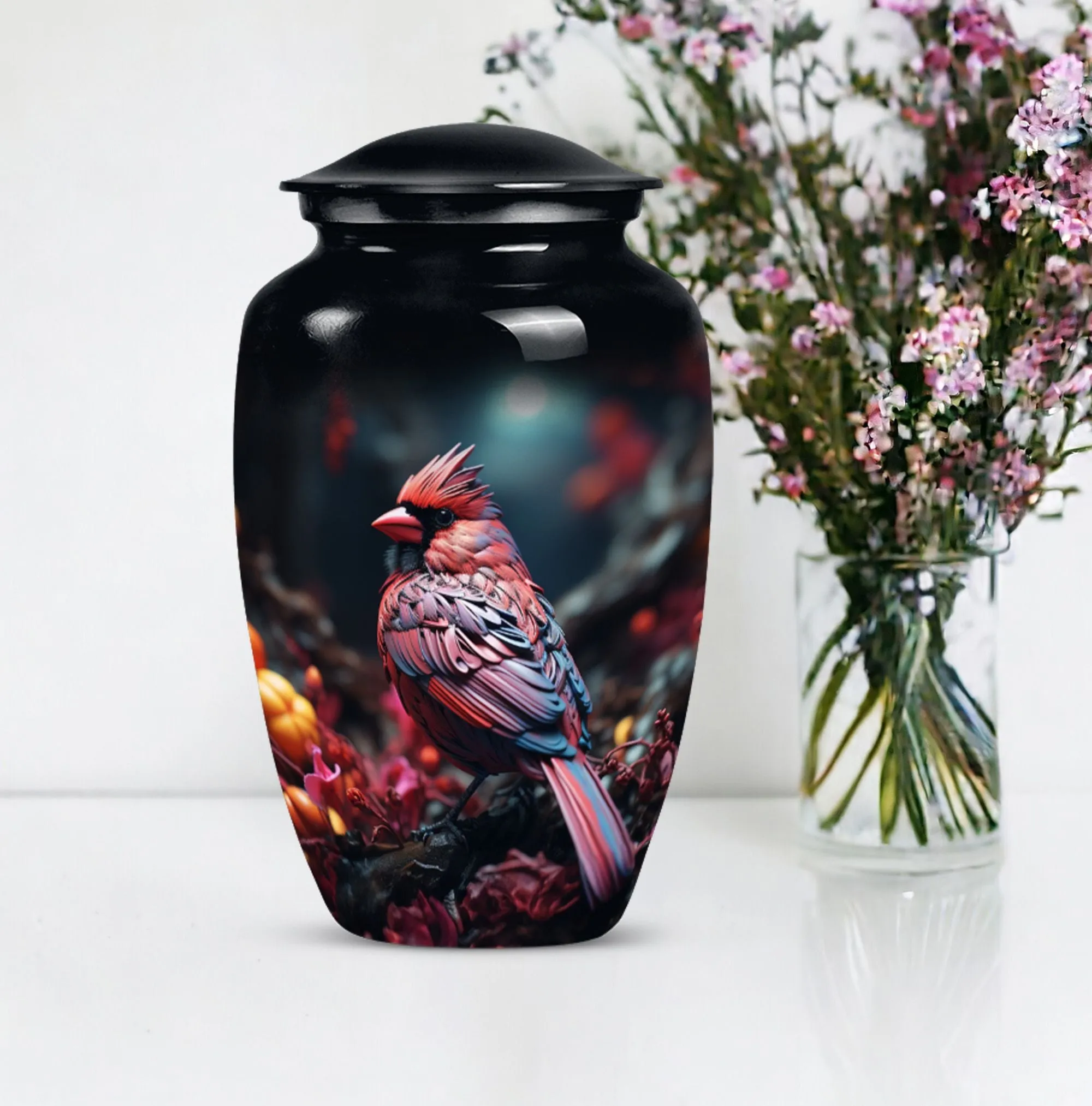 Cardinal Bird  : Large Empathy Urn to Remember the Departed
