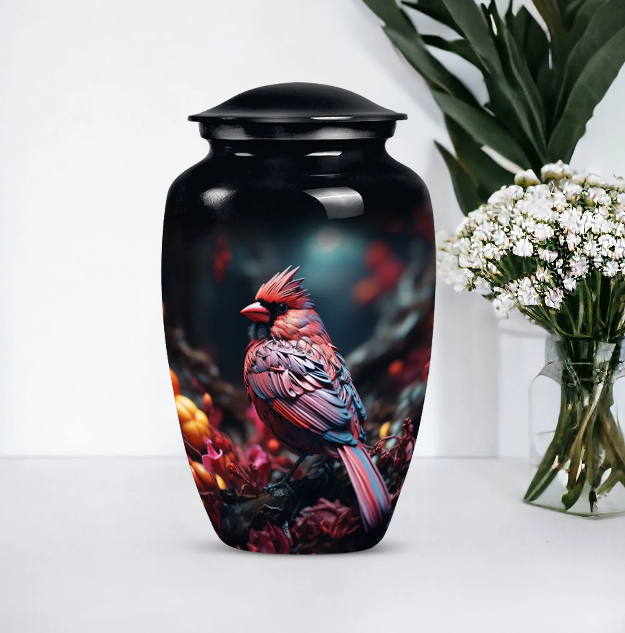 Cardinal Bird  : Large Empathy Urn to Remember the Departed