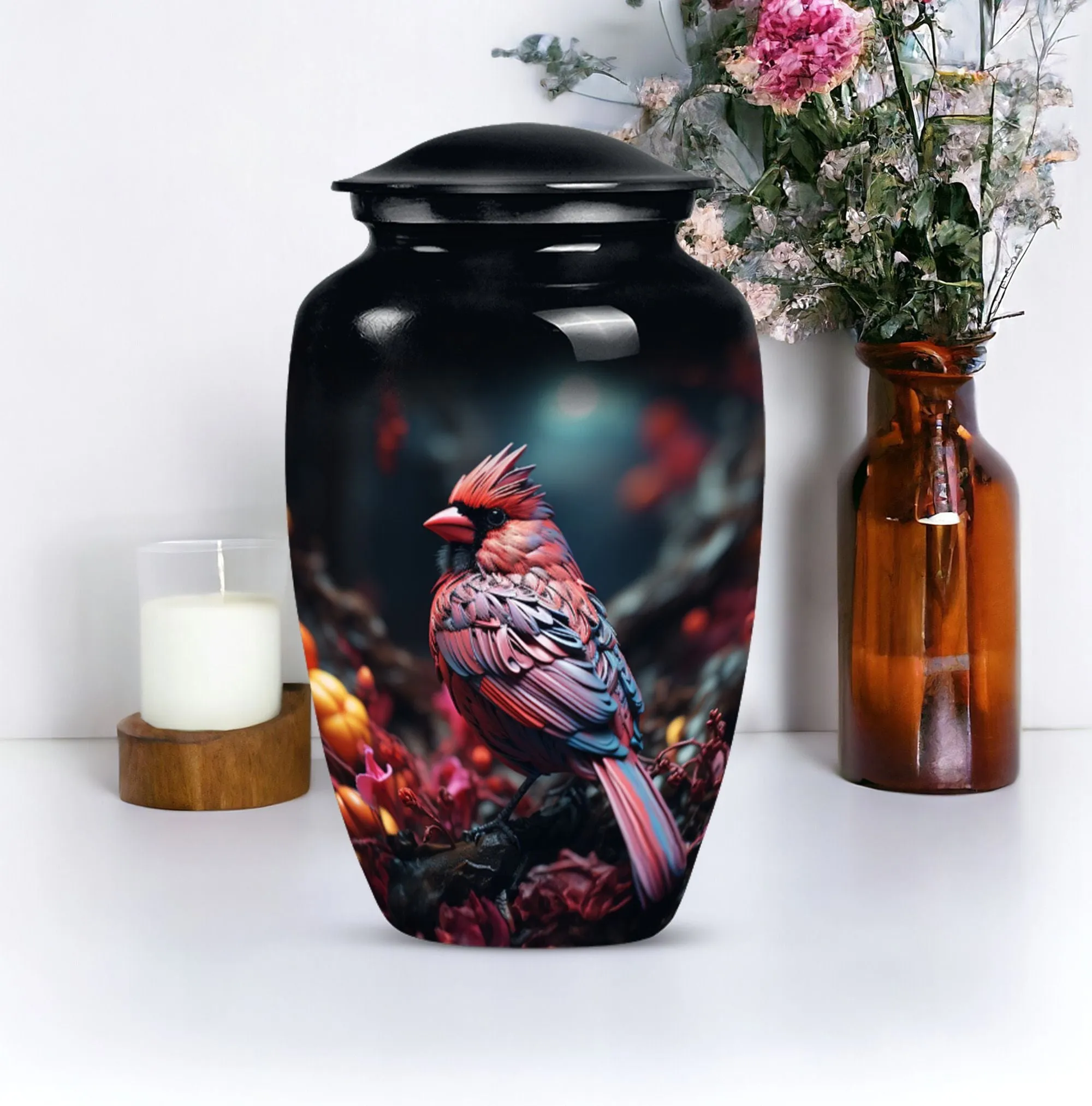 Cardinal Bird  : Large Empathy Urn to Remember the Departed