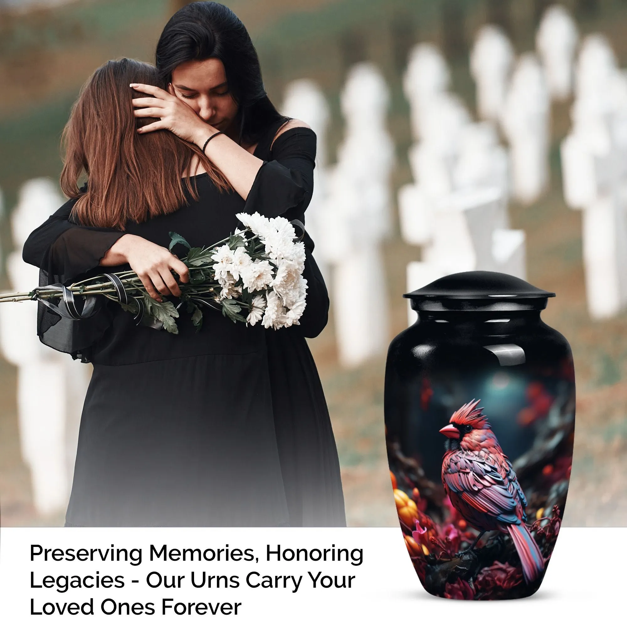 Cardinal Bird  : Large Empathy Urn to Remember the Departed