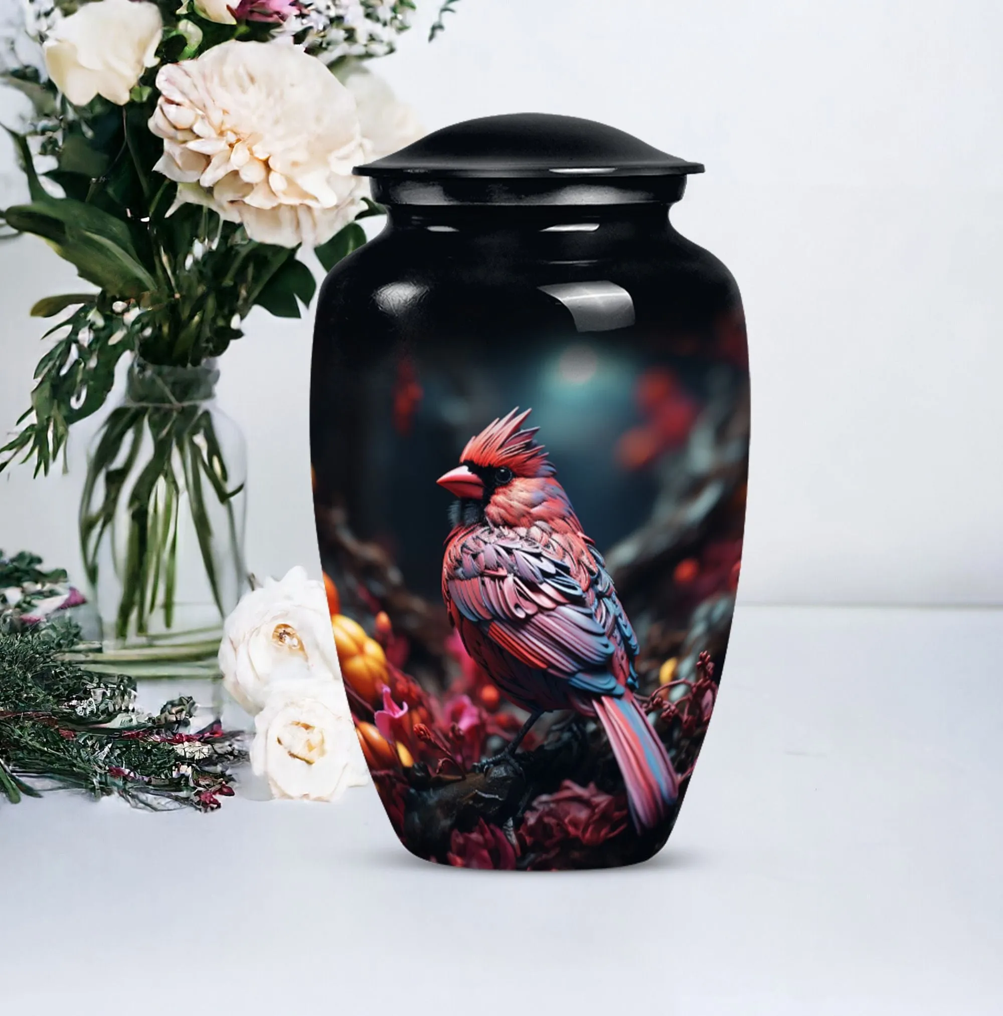Cardinal Bird  : Large Empathy Urn to Remember the Departed