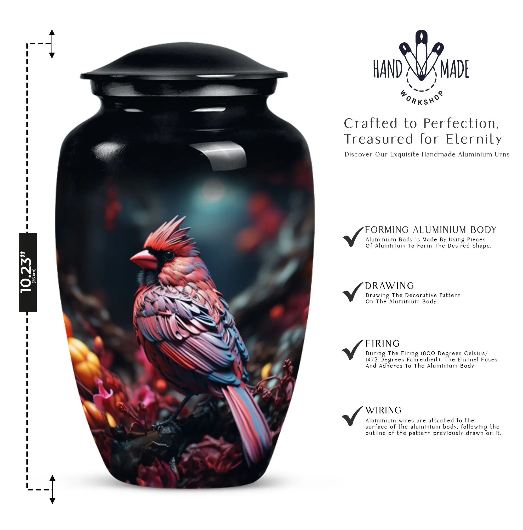 Cardinal Bird  : Large Empathy Urn to Remember the Departed