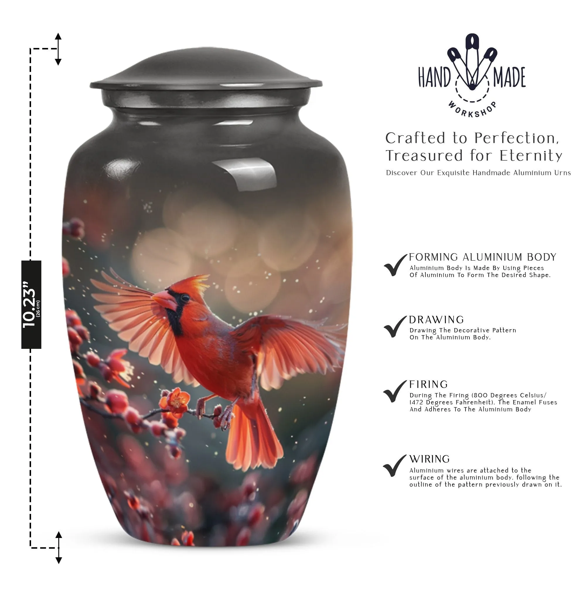 Cardinal Bird Tribute: Keepsake Cremation Urn for Loved Humans
