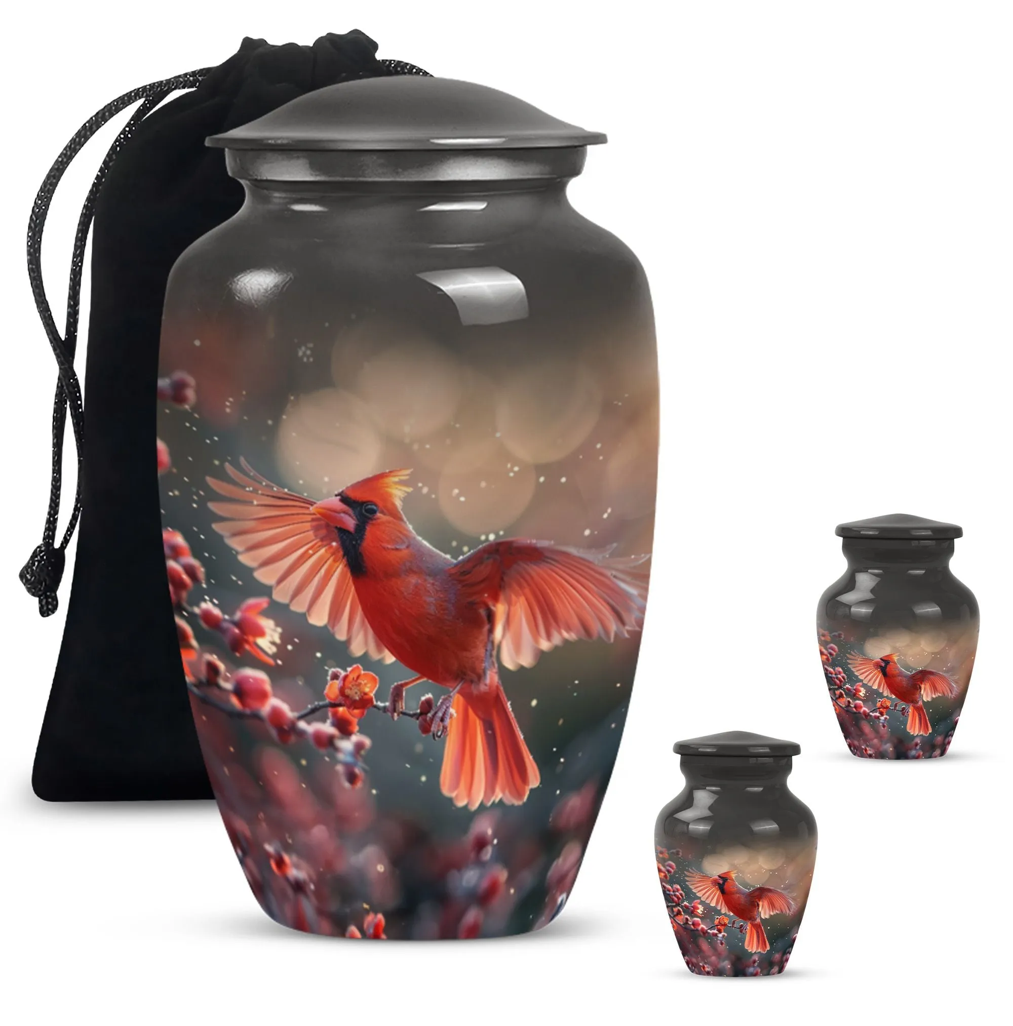 Cardinal Bird Tribute: Keepsake Cremation Urn for Loved Humans