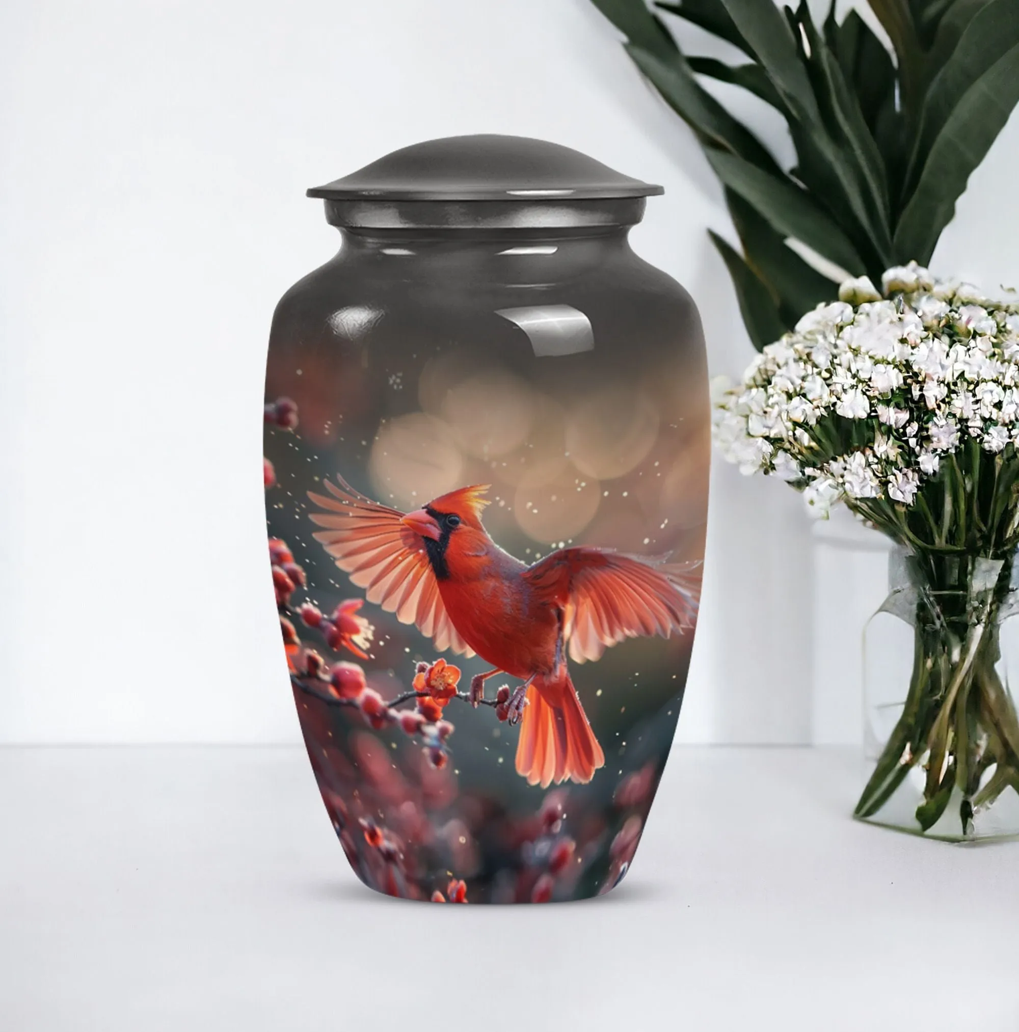 Cardinal Bird Tribute: Keepsake Cremation Urn for Loved Humans