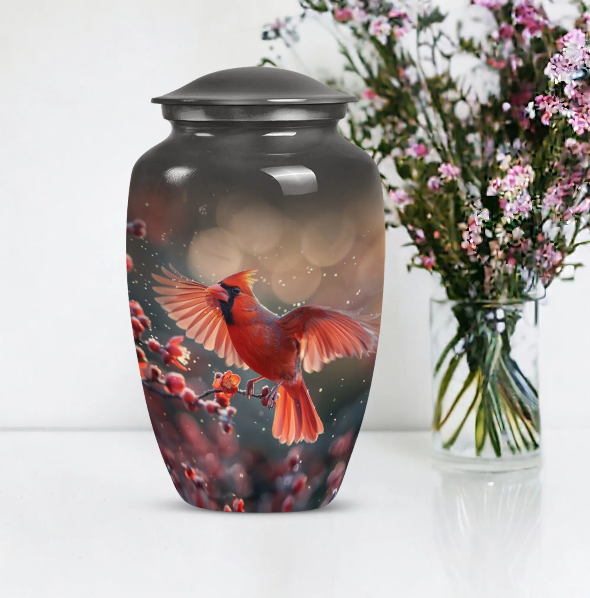 Cardinal Bird Tribute: Keepsake Cremation Urn for Loved Humans
