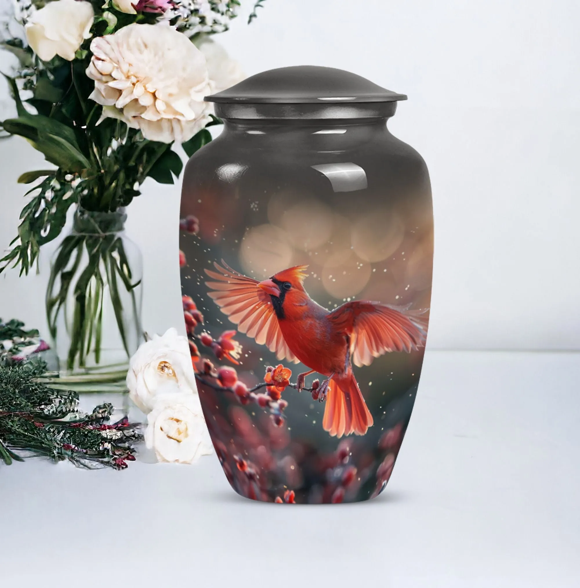 Cardinal Bird Tribute: Keepsake Cremation Urn for Loved Humans