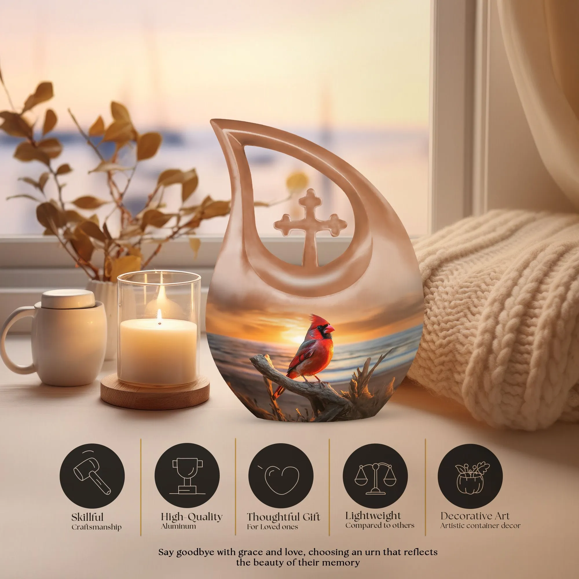 Cardinal Bird' Urn: Keepsake Cremation Urn For Human Ashes