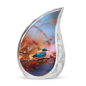 Cherishing Journey: Blue Sparrow Cremation Urn for Ashes