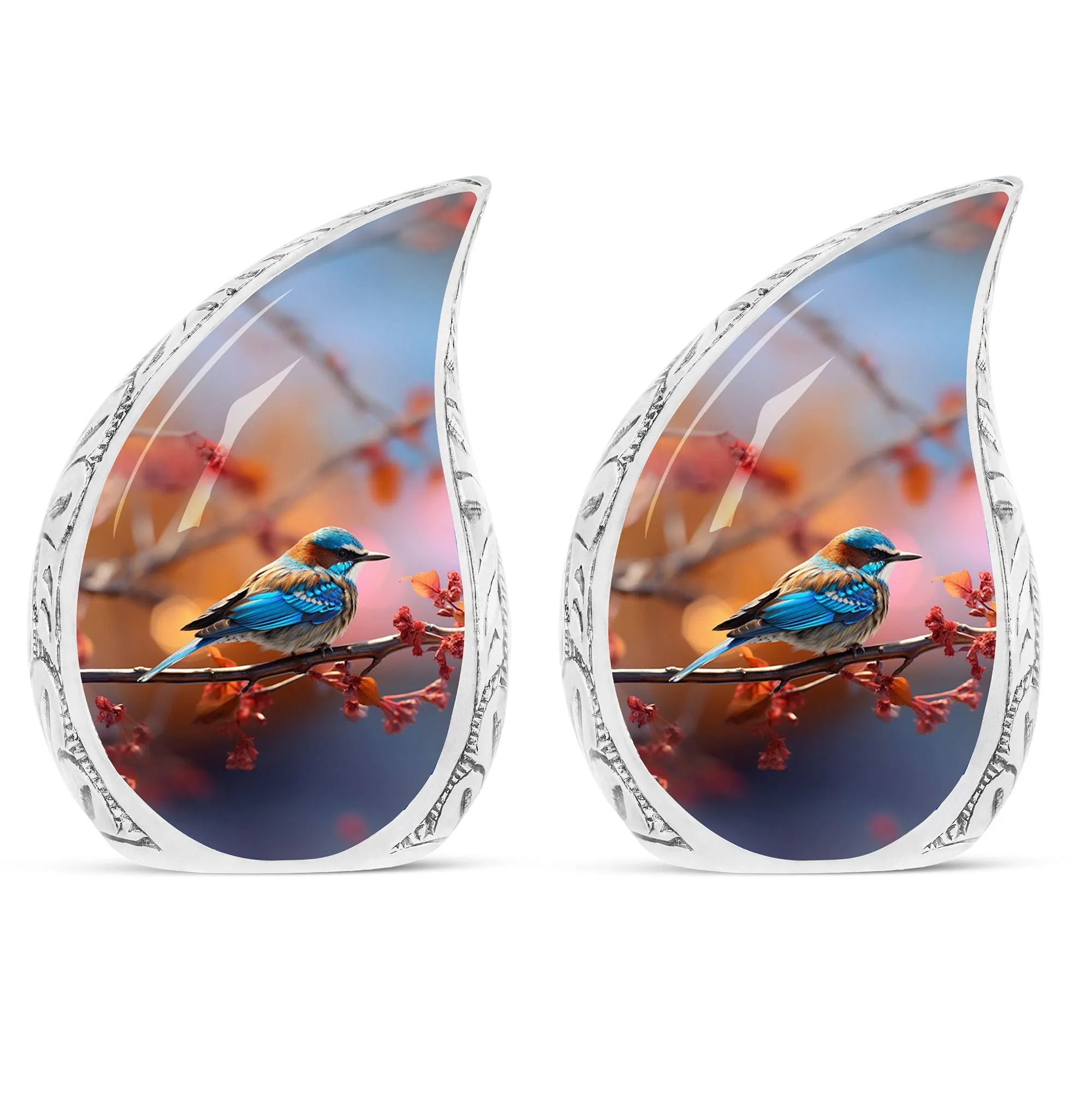 Cherishing Journey: Blue Sparrow Cremation Urn for Ashes
