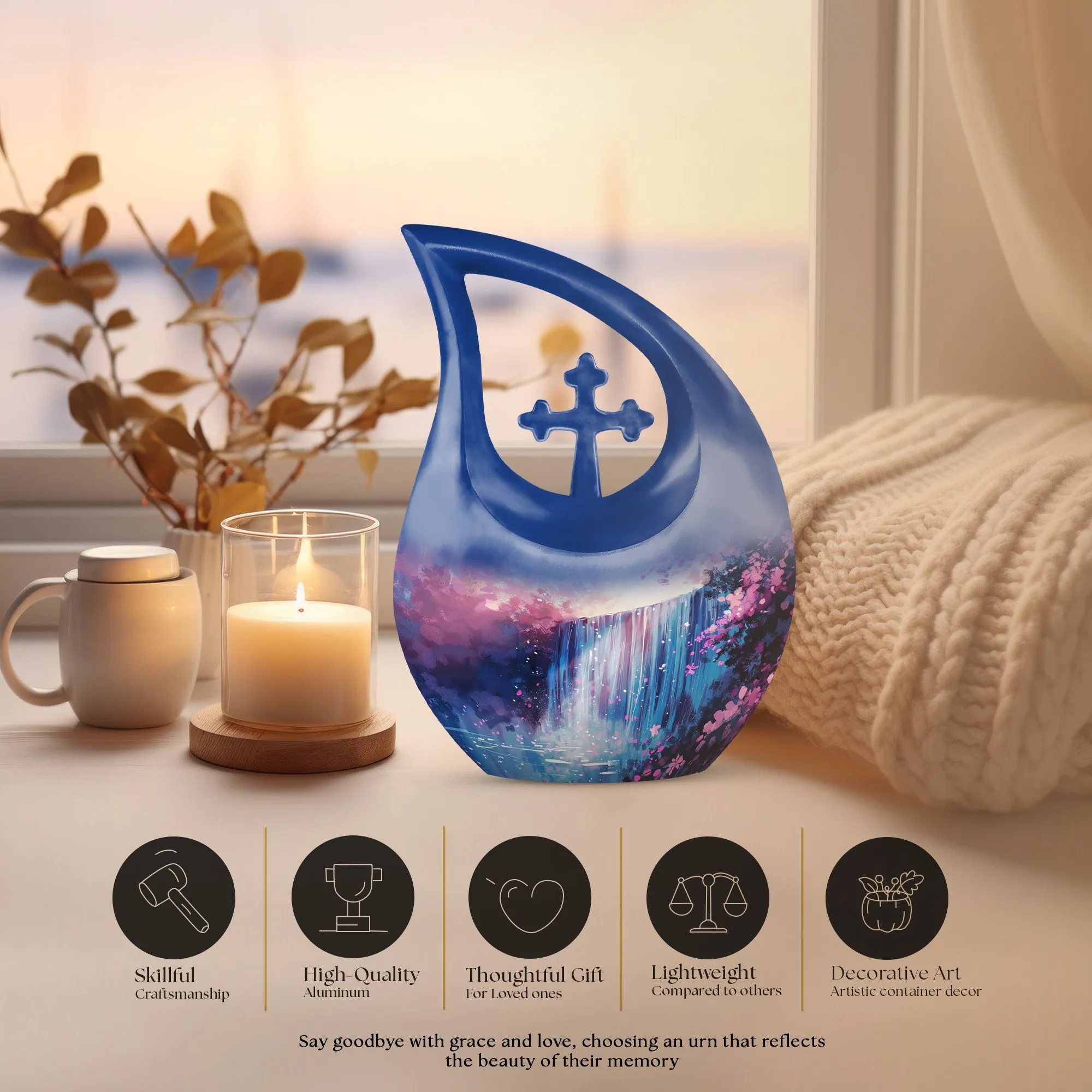 Classy Spring's Symphony Aluminium Memorial Urn For Ashes