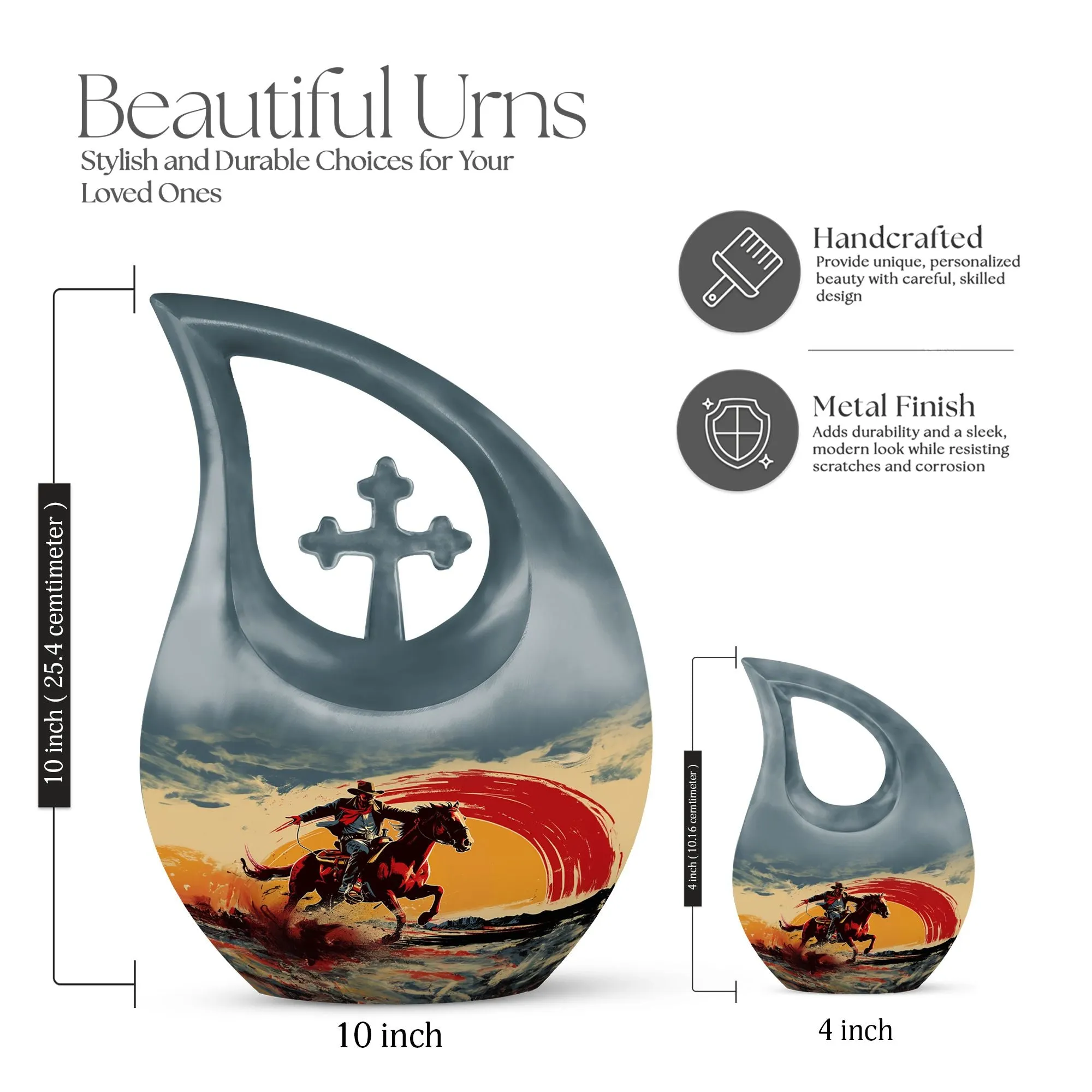 Cross Drop Cowboy Urn: Cool Cremation Urn For Adult Human Ashes