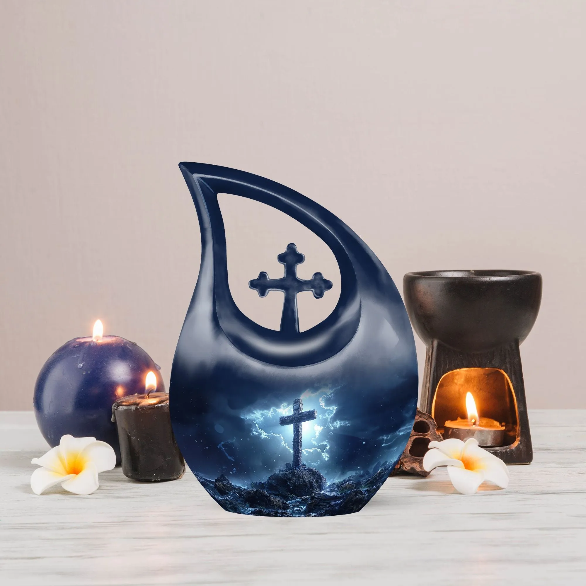 Cross Drop Urn - Adult Memorial Cremation Urn For Ashes
