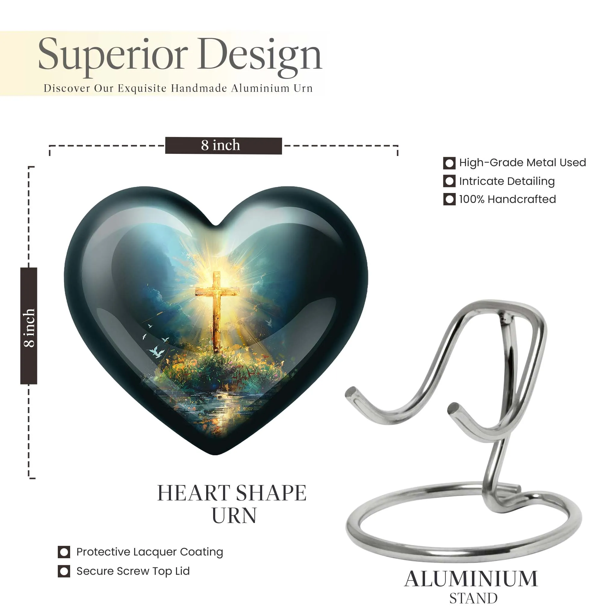 Cross Urn Cremation Keepsake - Aurora Borealis Themed Memorial Urn