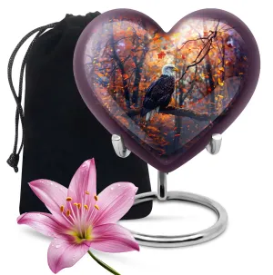 EAGLE Cremation Urn - Majestic Heart and Howling Wolf Design