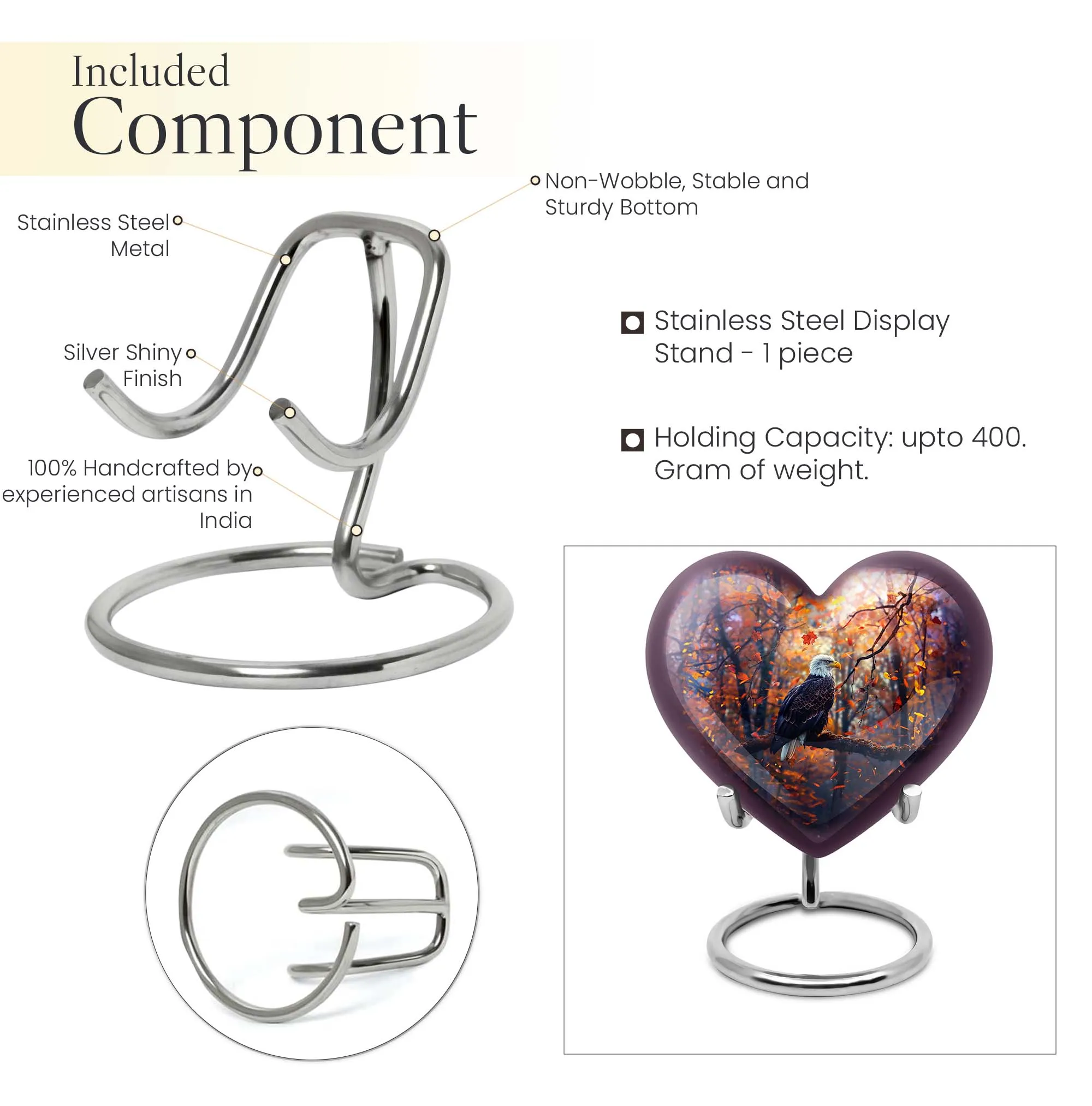 EAGLE Cremation Urn - Majestic Heart and Howling Wolf Design