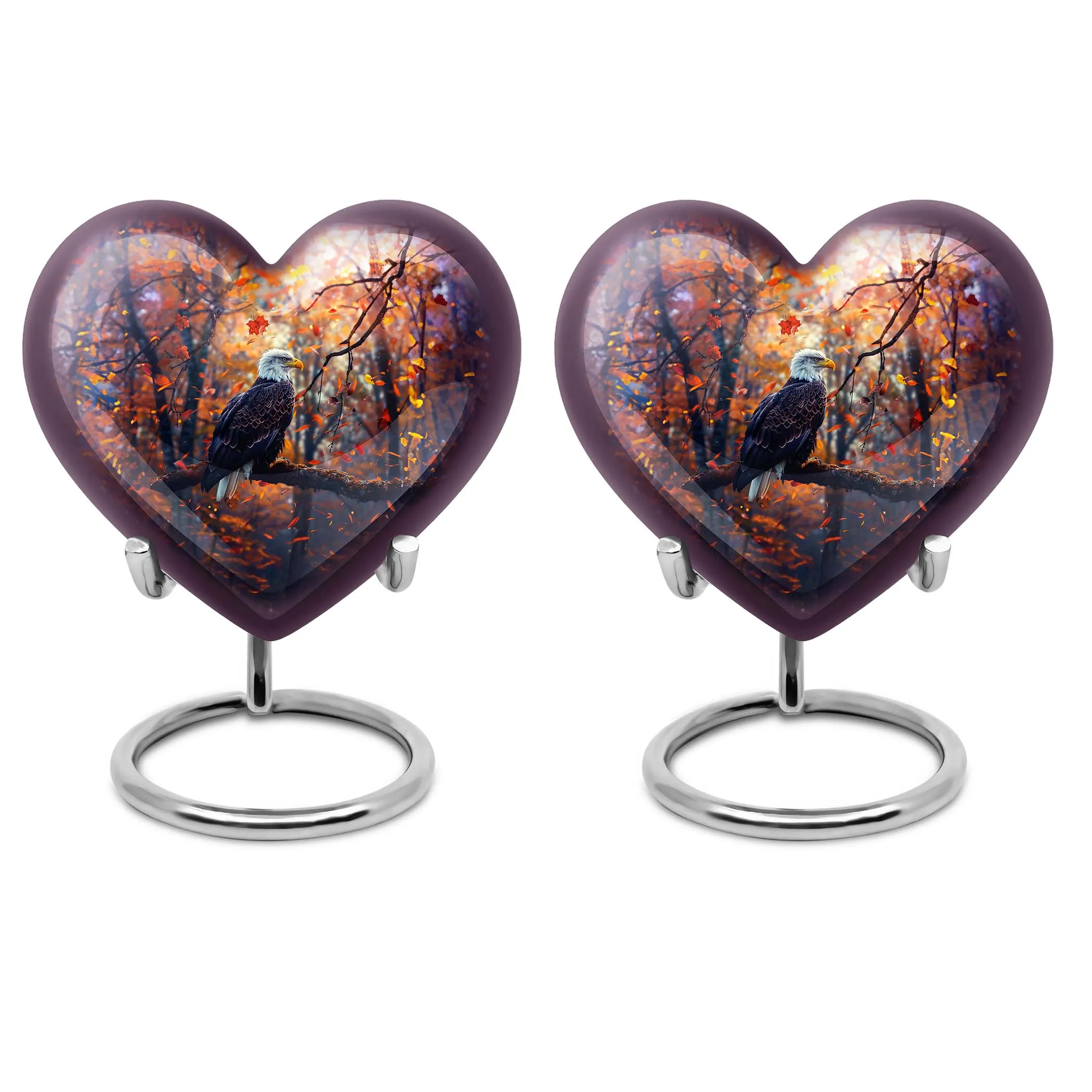 EAGLE Cremation Urn - Majestic Heart and Howling Wolf Design