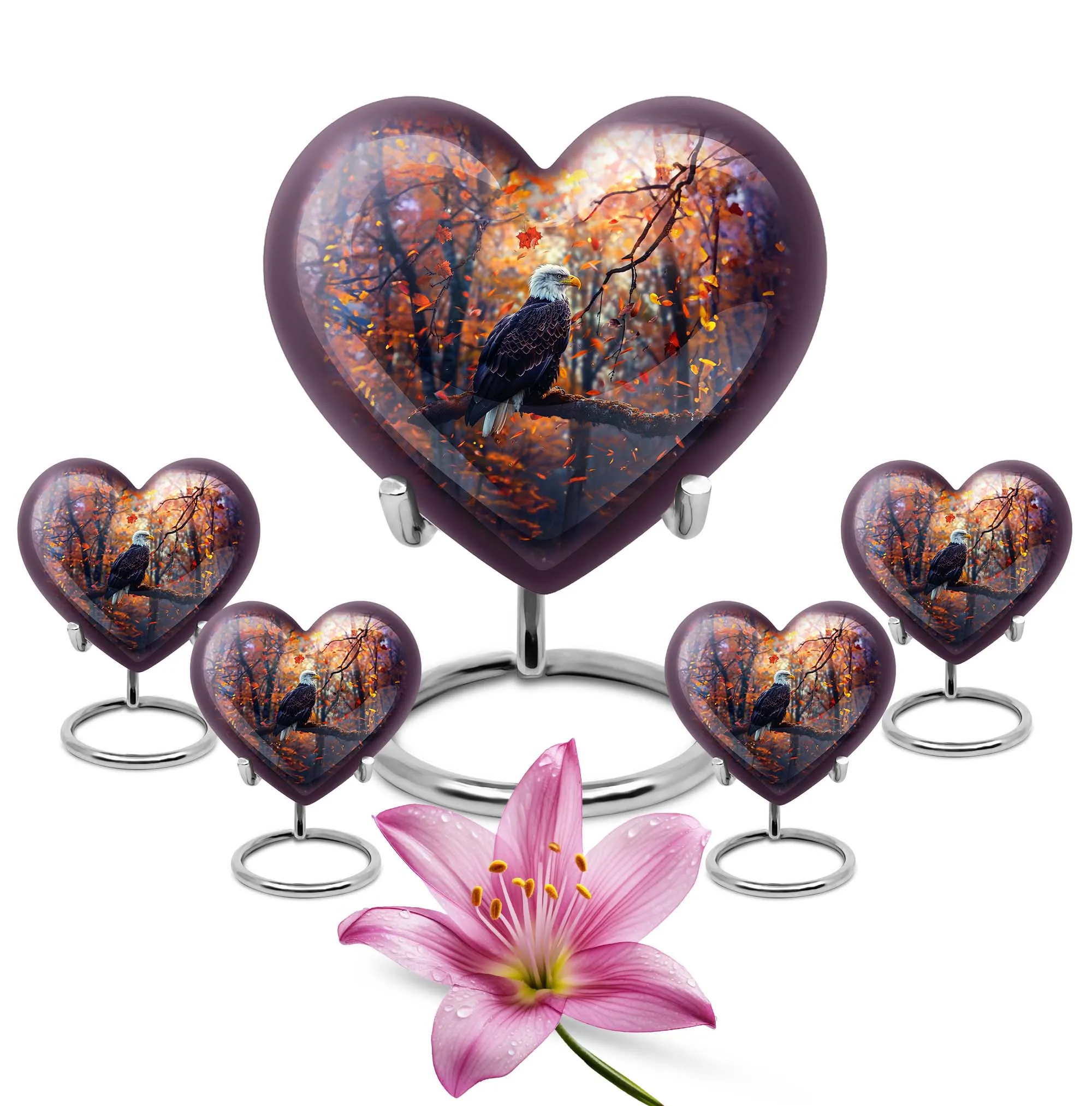 EAGLE Cremation Urn - Majestic Heart and Howling Wolf Design