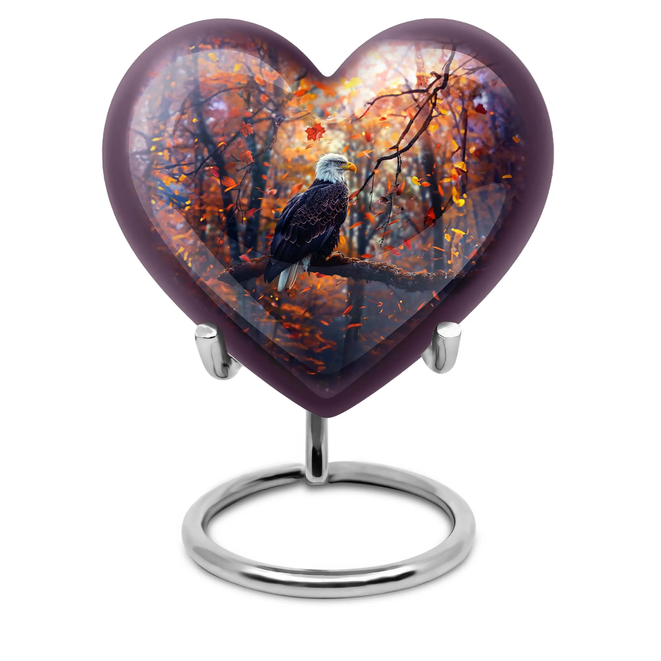 EAGLE Cremation Urn - Majestic Heart and Howling Wolf Design