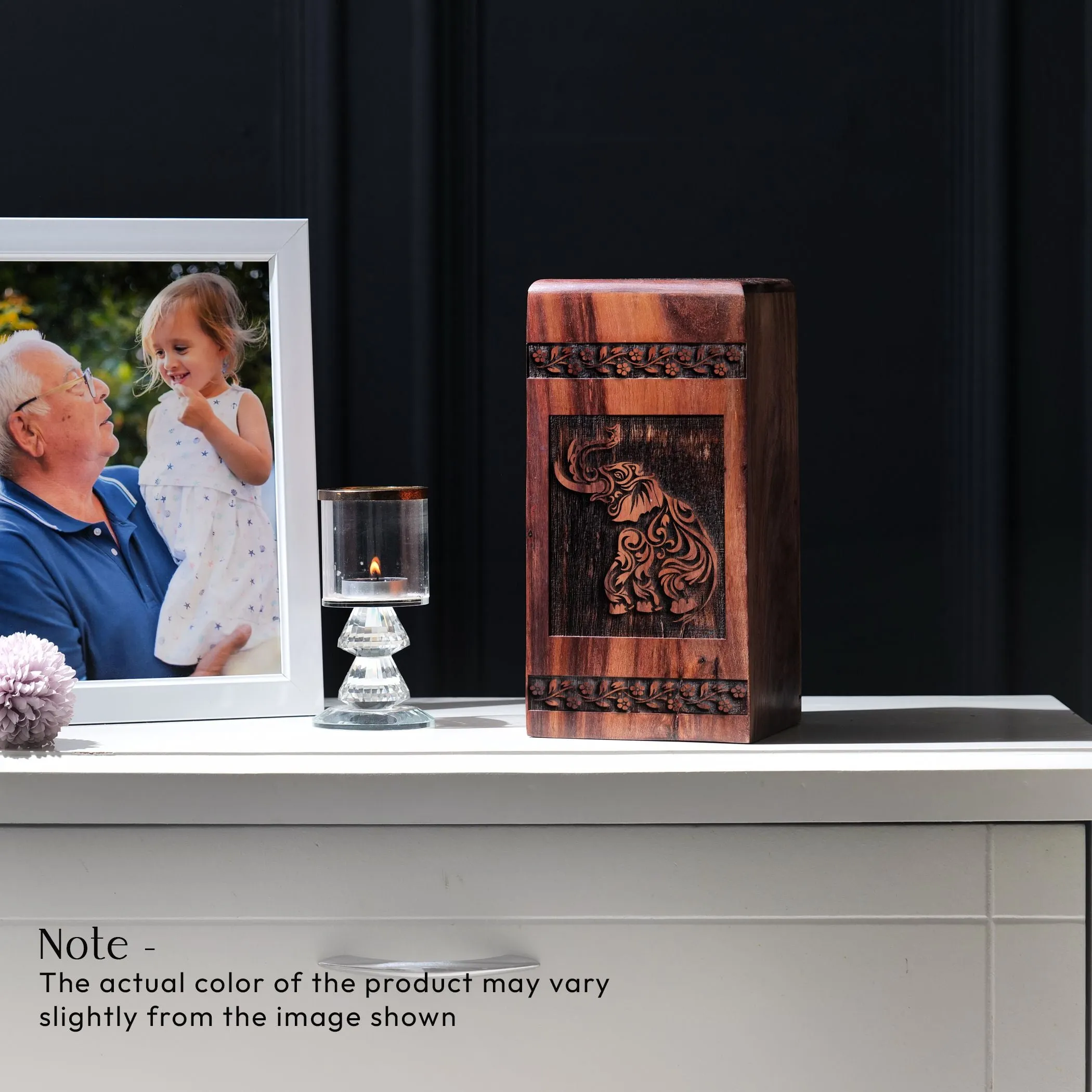 Elephant Wood Urns for Cremation - Large, Adult Burial Urns for Ashes